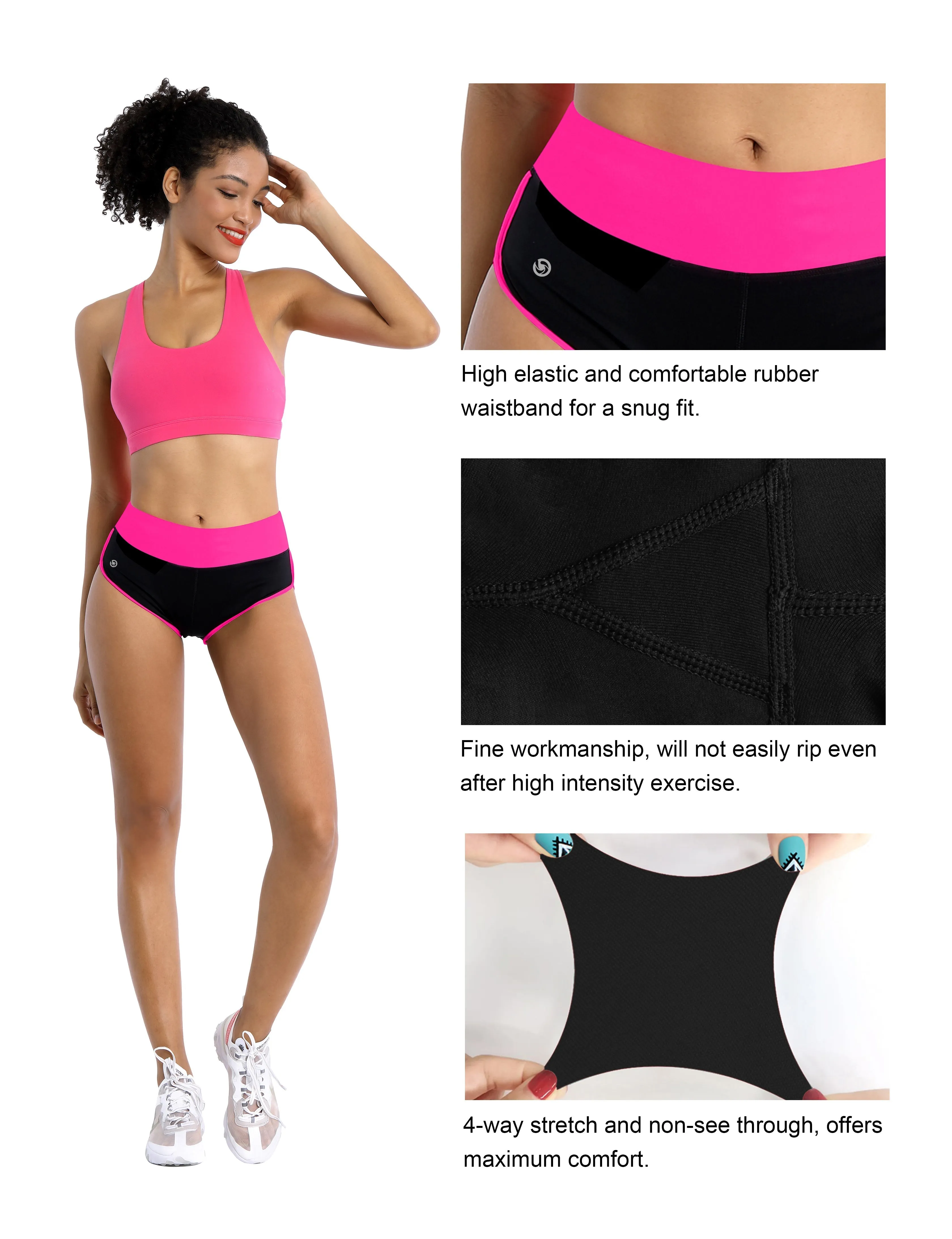 030 Sexy Booty Tall Size Shorts pink_black_Tall Size
