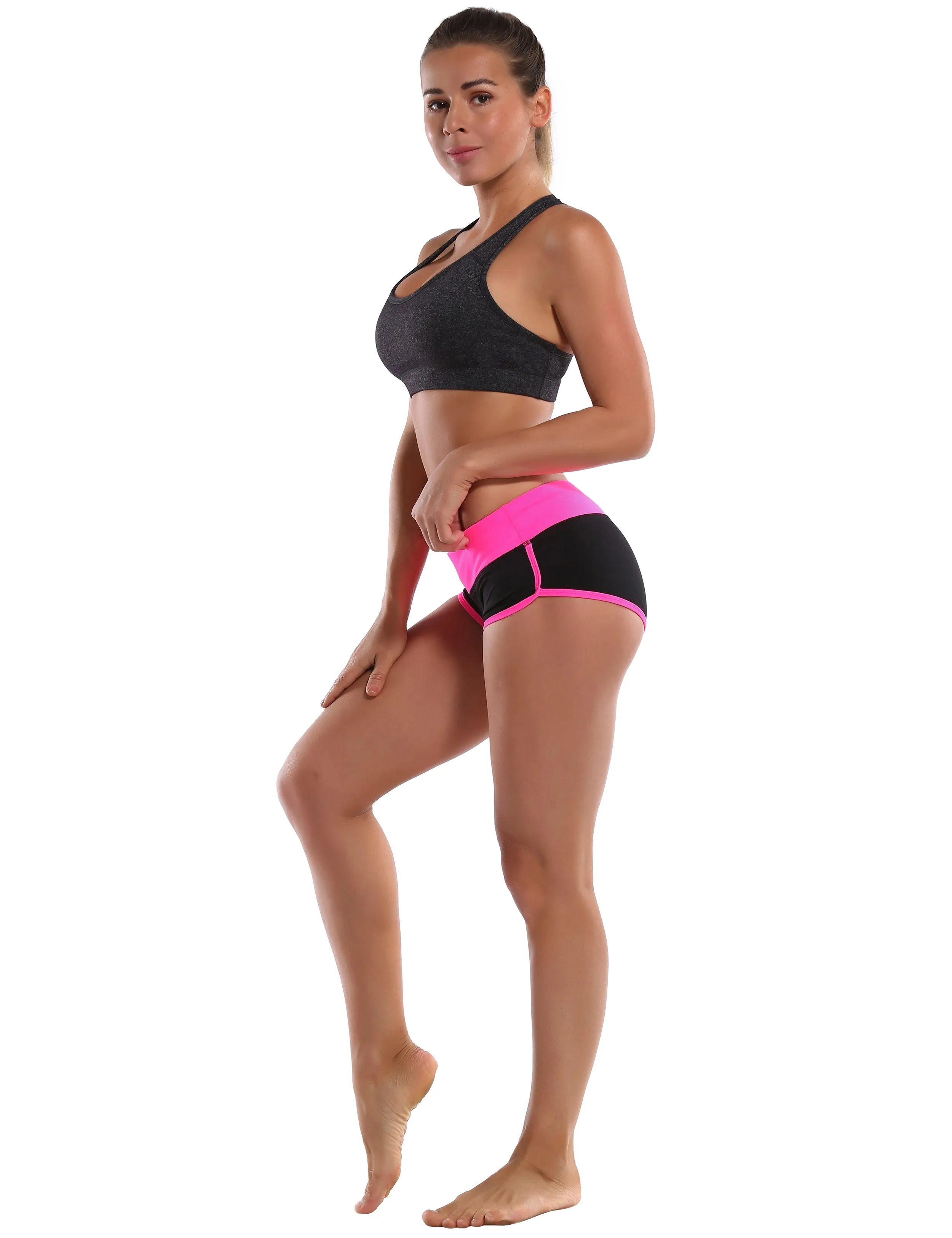 030 Sexy Booty Tall Size Shorts pink_black_Tall Size