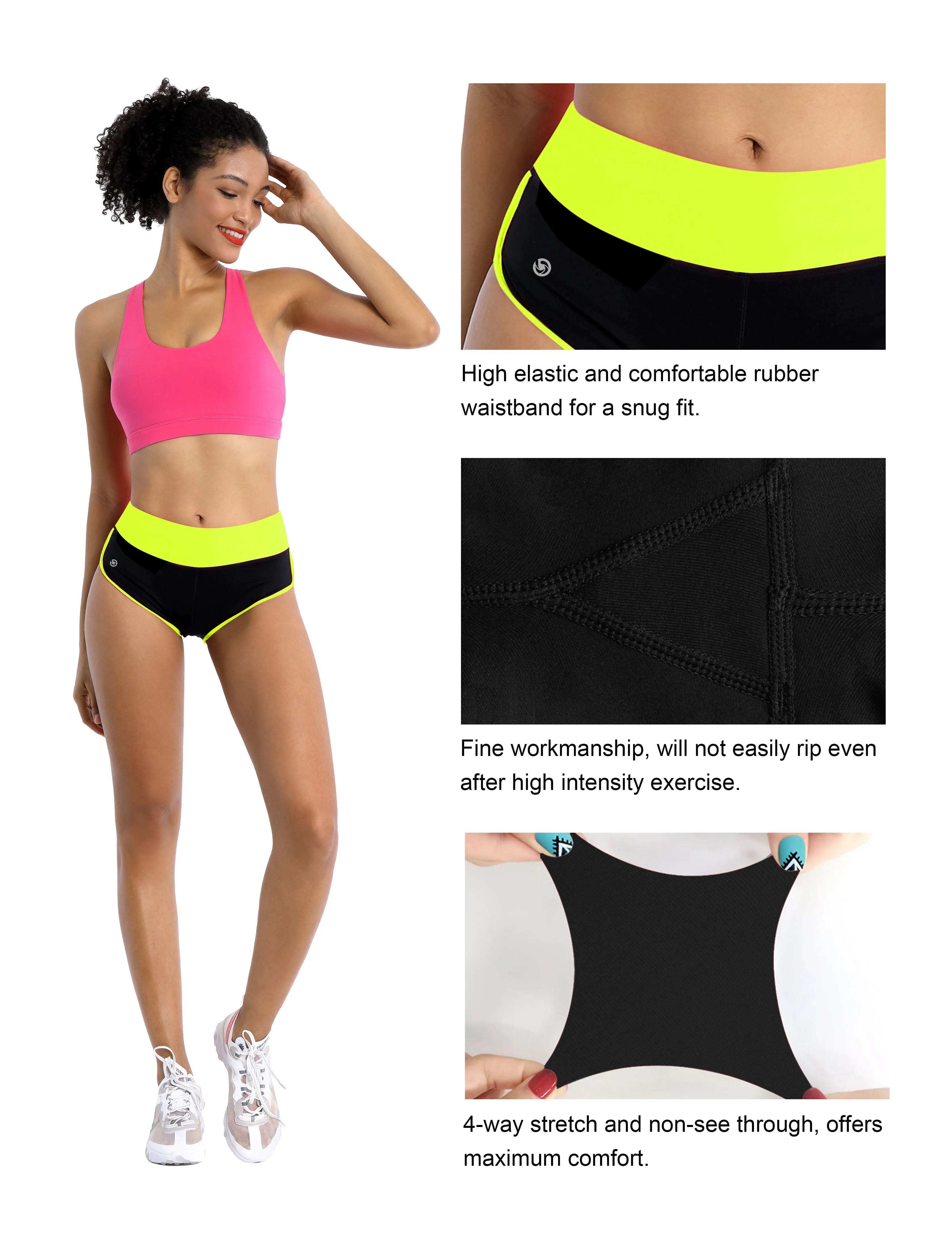 030 Sexy Booty Yoga Shorts fluorescentyellow_black_yoga