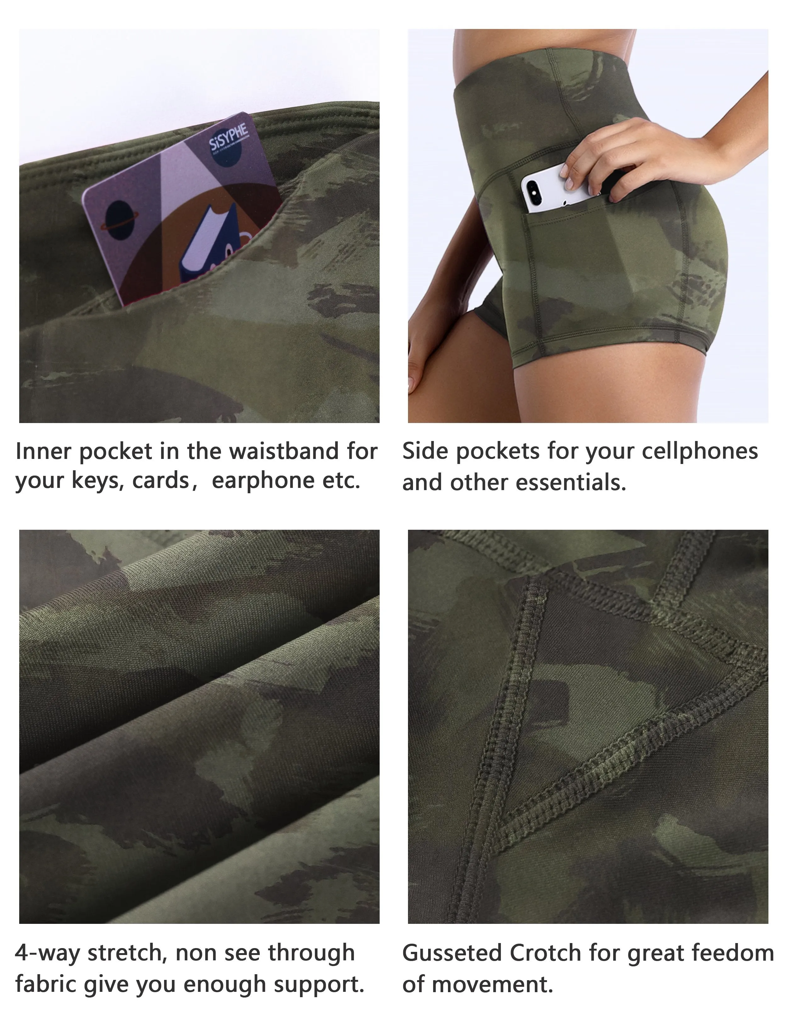 2.5" Printed Side Pockets Golf Shorts green brushcamo ins_Golf