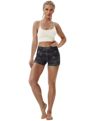 2.5" Printed Side Pockets Pilates Shorts dimgray brushcamo_Pilates
