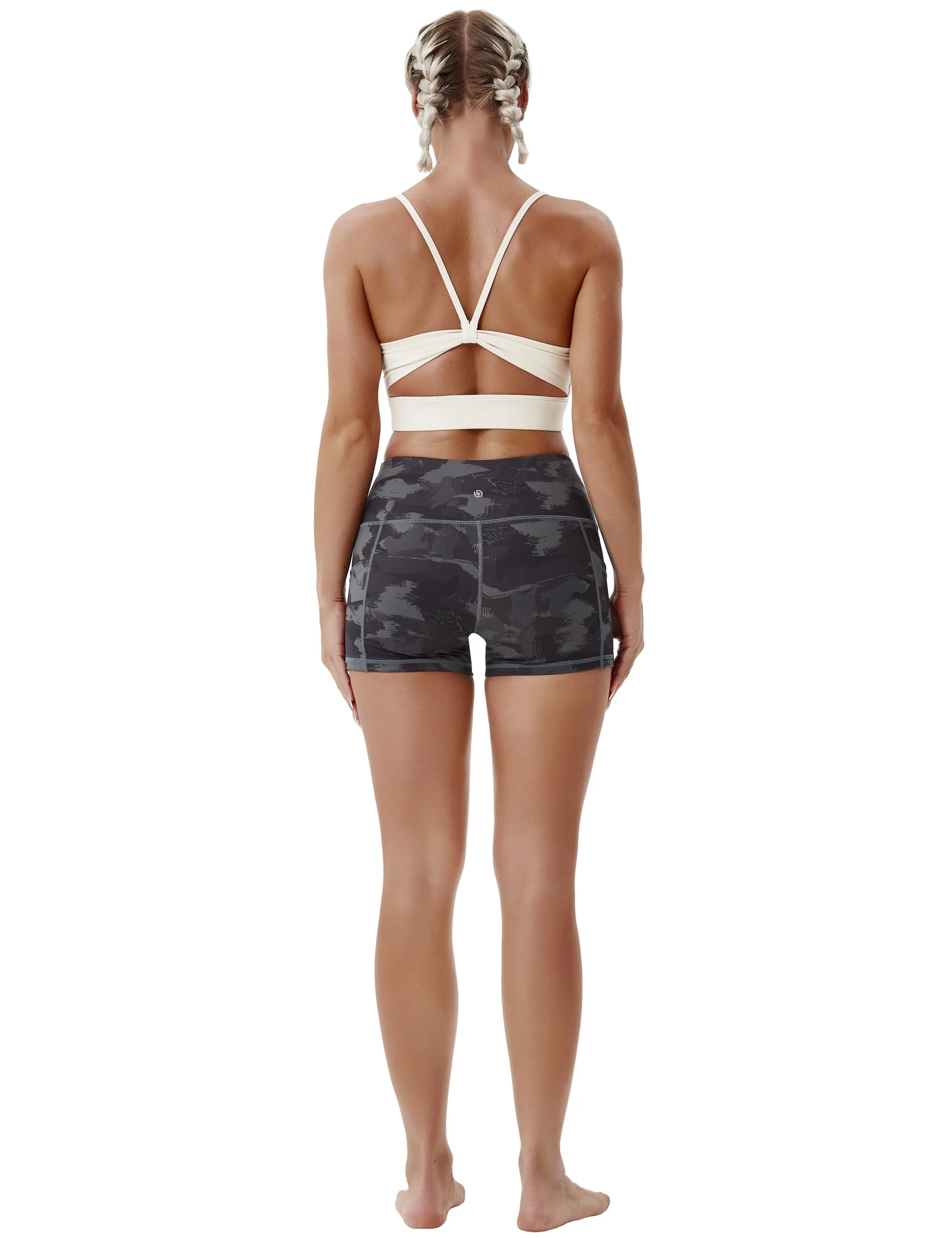 2.5" Printed Side Pockets Pilates Shorts dimgray brushcamo_Pilates