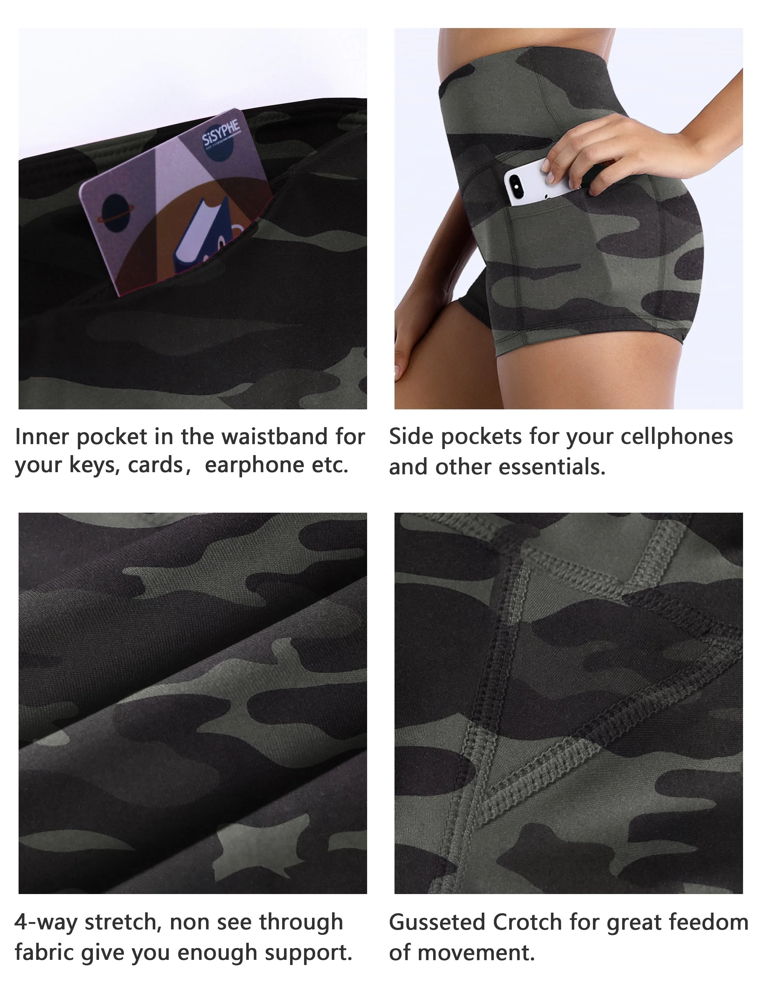2.5" Printed Side Pockets Pilates Shorts dimgraycamo ins_Pilates