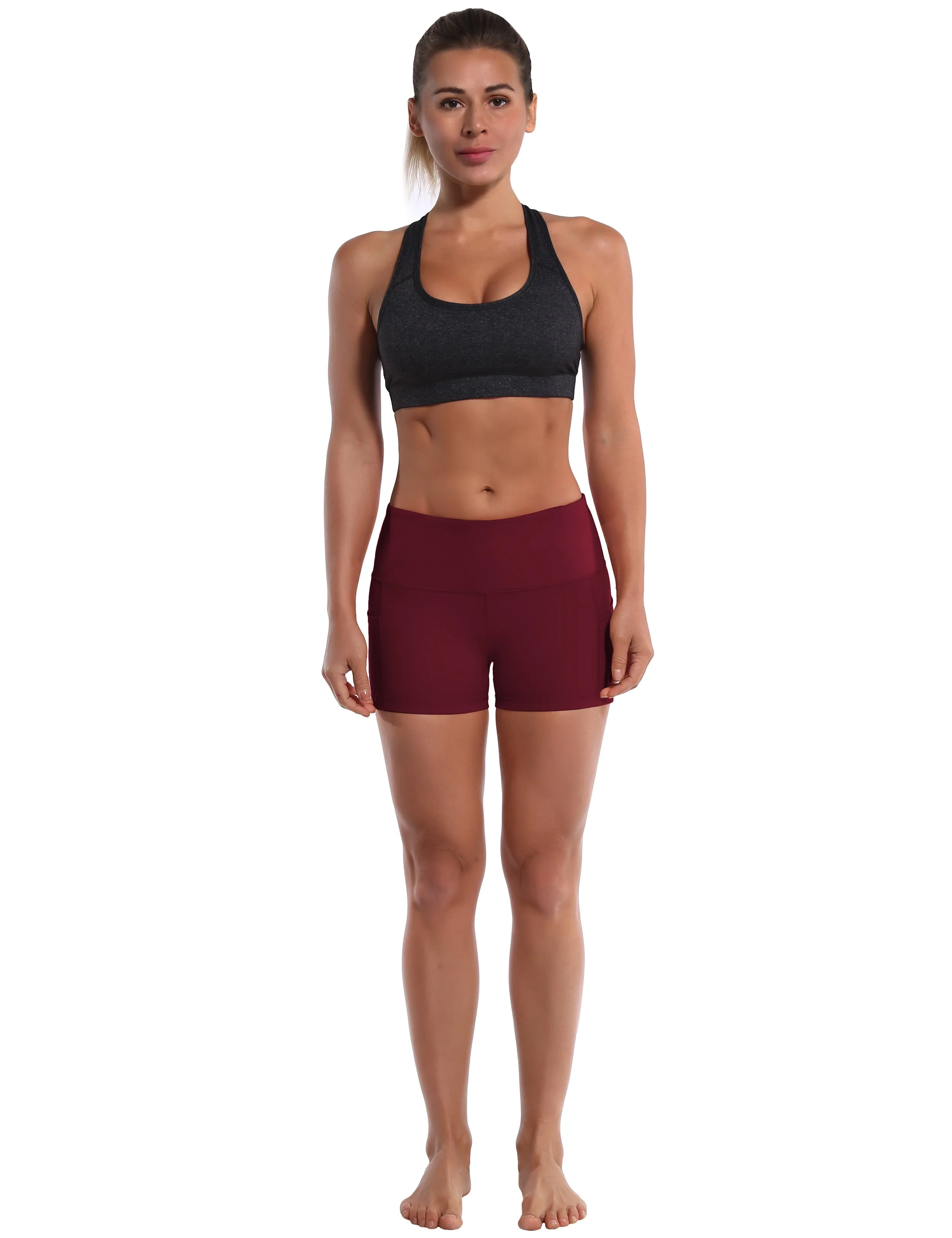 2.5" Side Pockets Pilates Shorts cherryred_Pilates