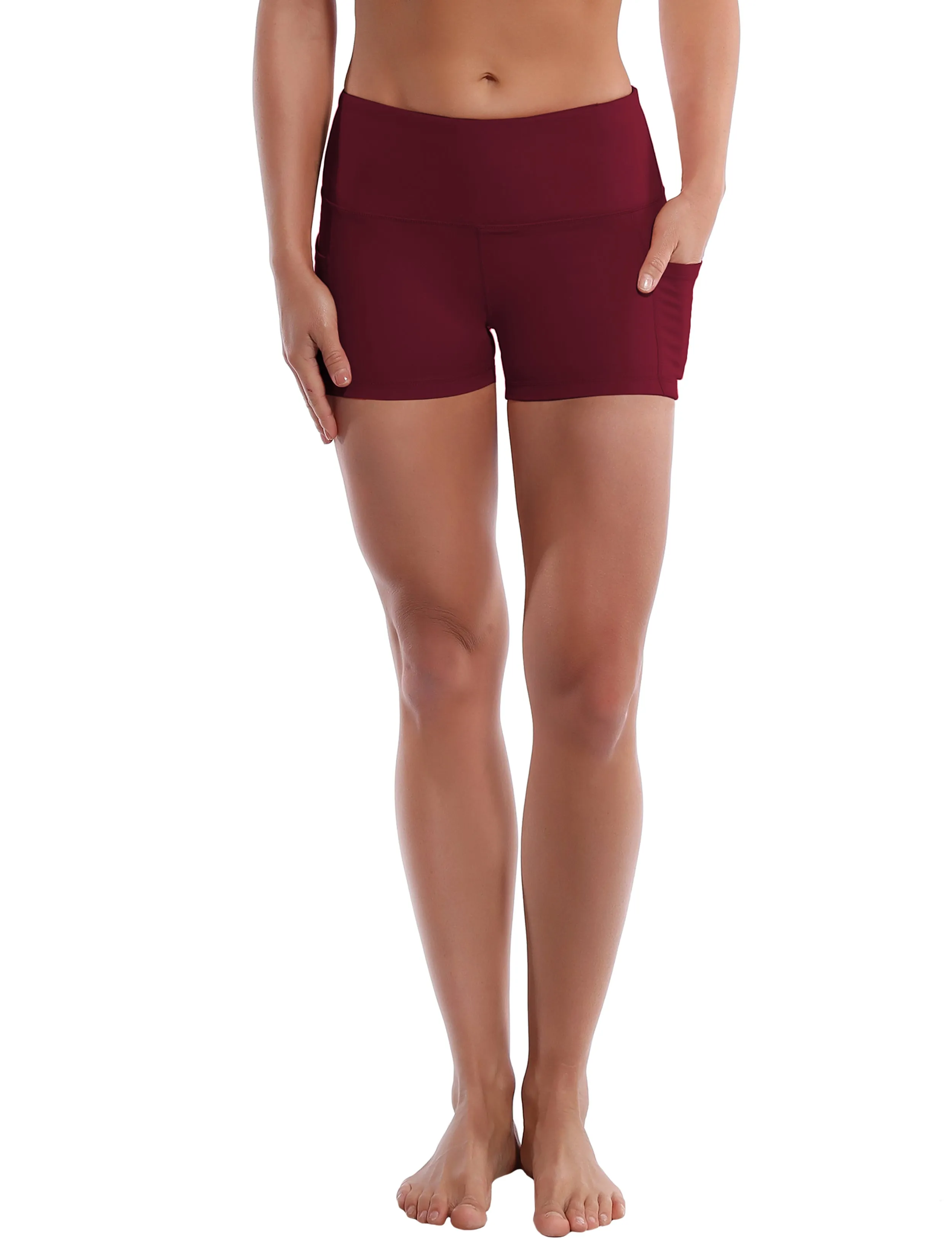 2.5" Side Pockets Pilates Shorts cherryred_Pilates