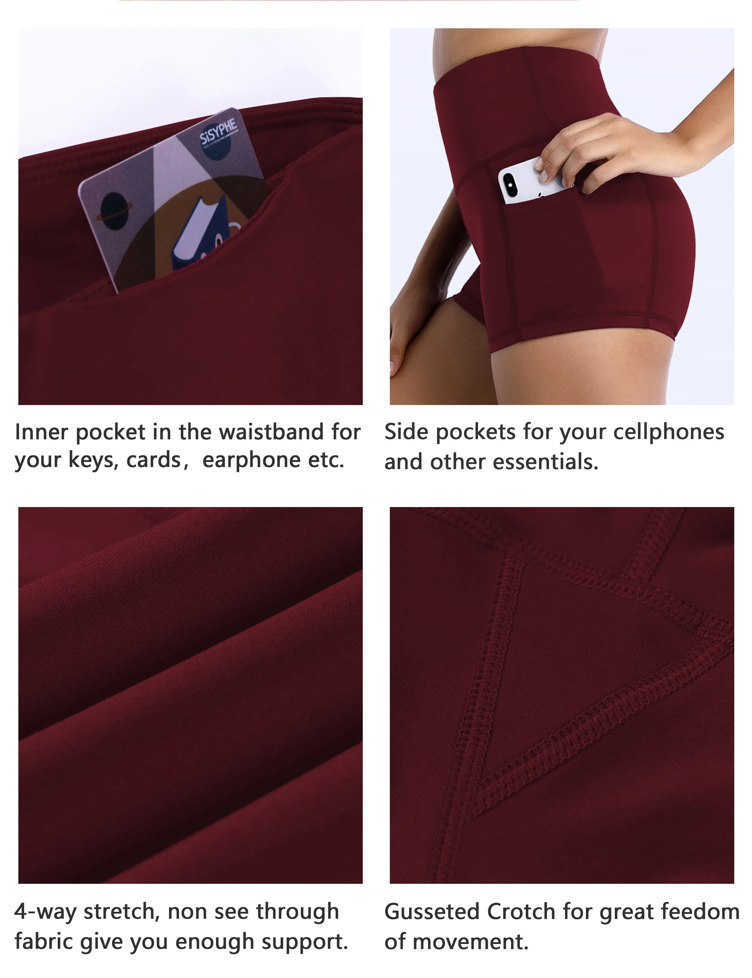 2.5" Side Pockets Pilates Shorts cherryred_Pilates