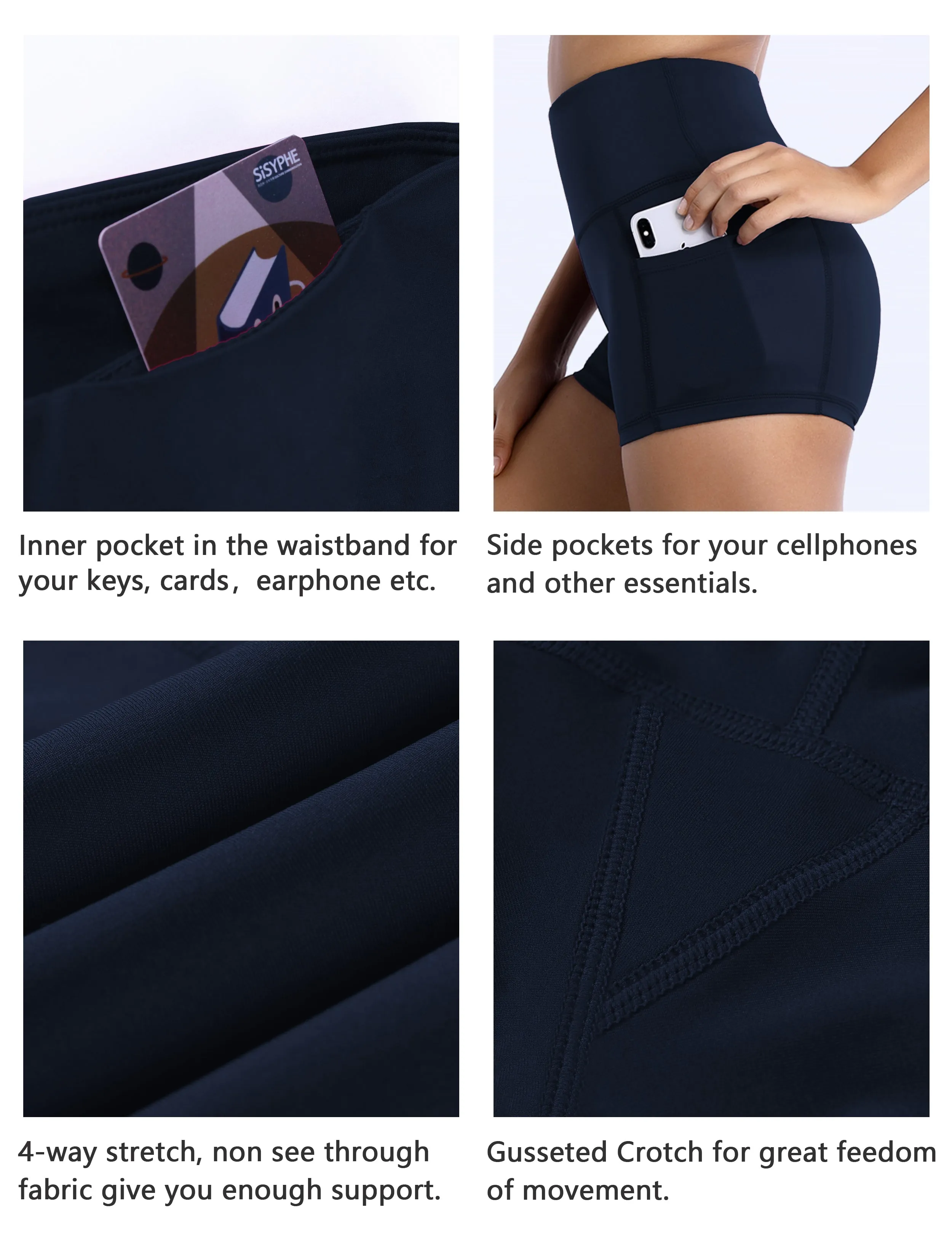 2.5" Side Pockets Pilates Shorts darknavy_Pilates