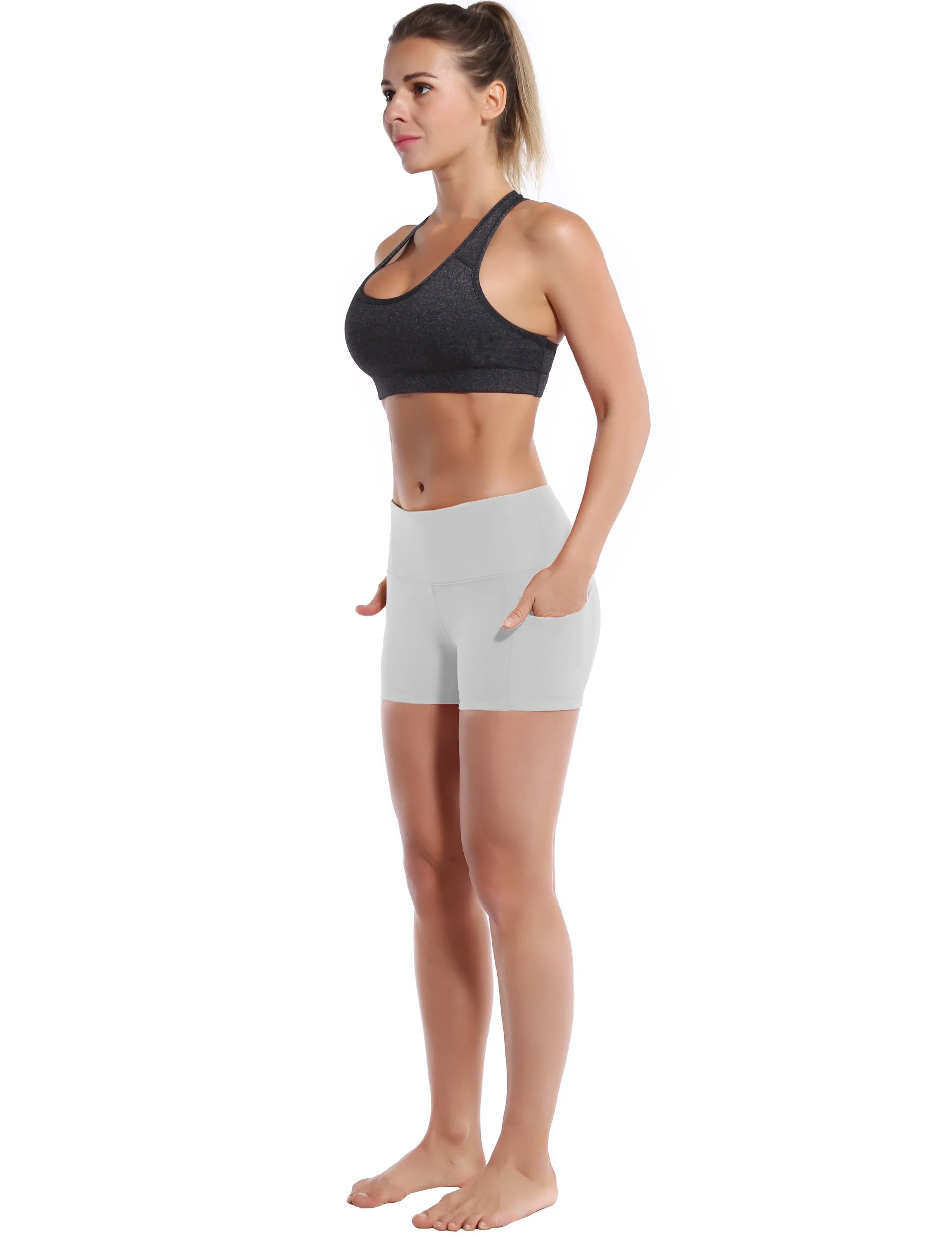 2.5" Side Pockets Plus Size Shorts lightgray_Plus Size