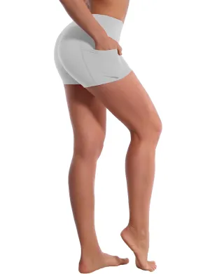 2.5" Side Pockets Plus Size Shorts lightgray_Plus Size
