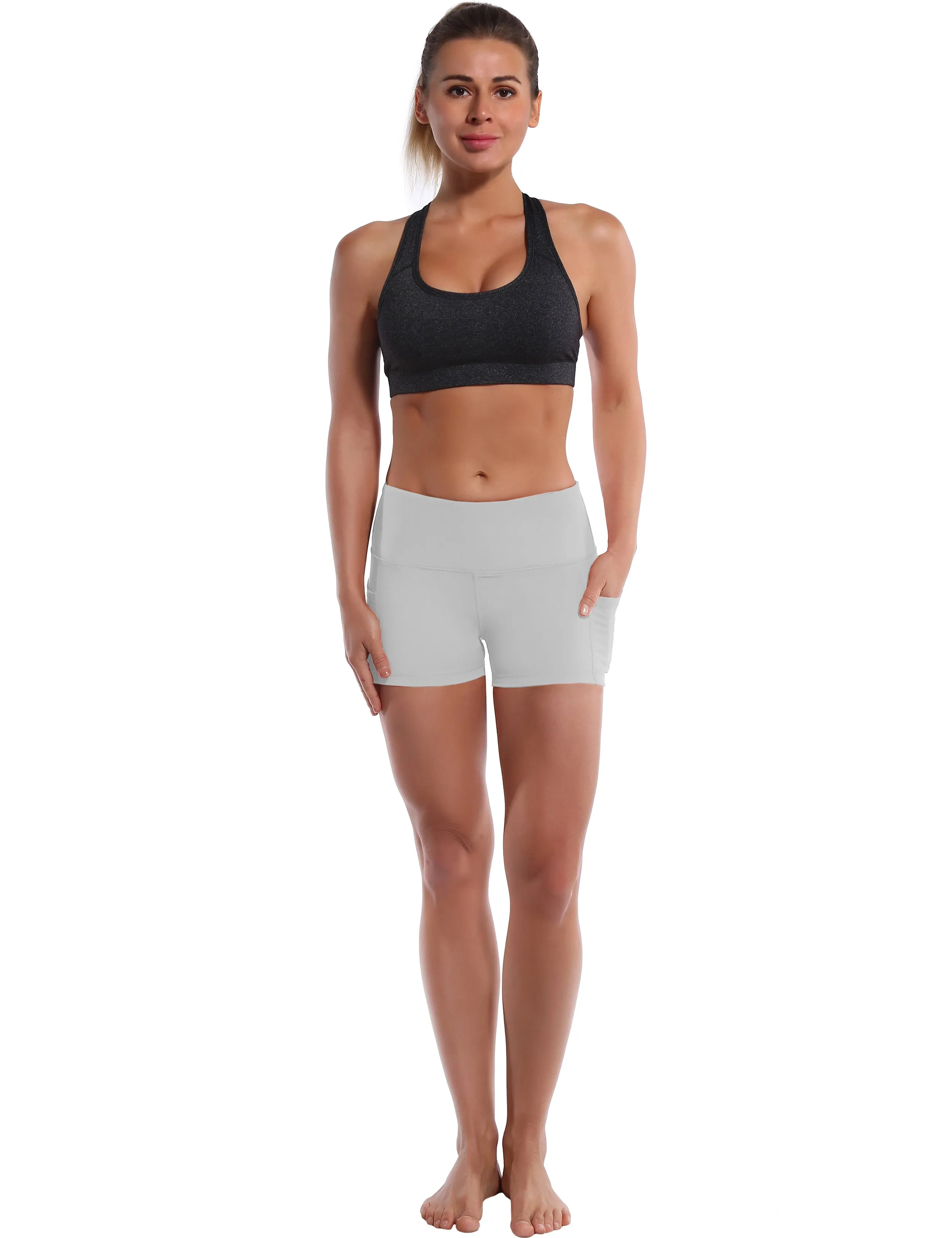 2.5" Side Pockets Plus Size Shorts lightgray_Plus Size