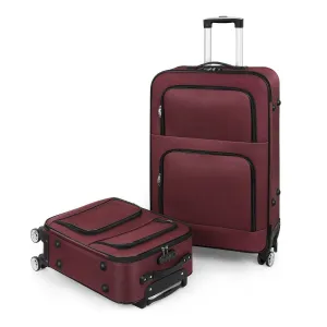 2PCS Soft-sided Fabric Luggage Roller Luggage Lightweight 20" 28" Red