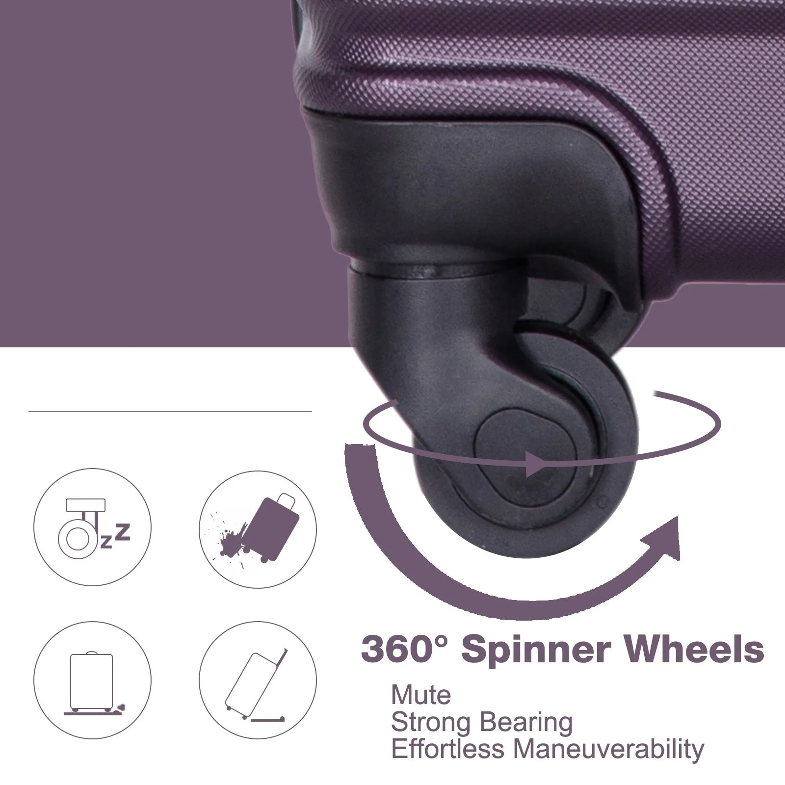 3-Piece ABS Luggage Set with TSA Lock and Spinner Wheels