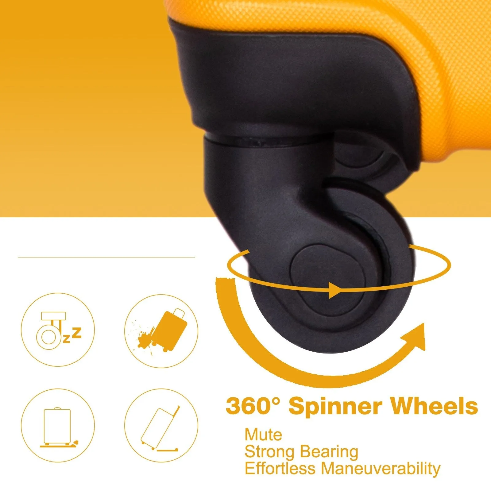 3-Piece ABS Luggage Set with TSA Lock and Spinner Wheels