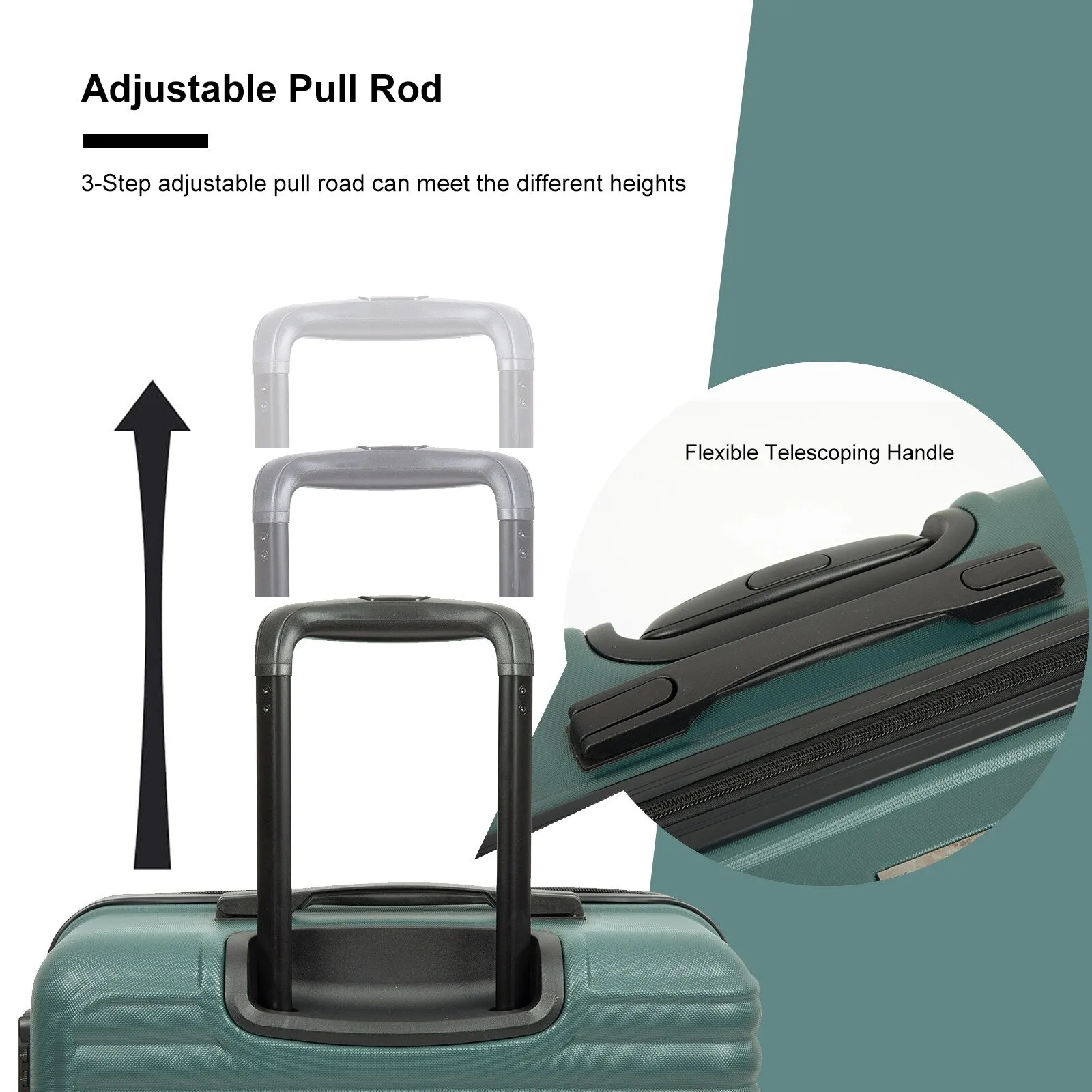 3-Piece ABS Luggage Set with TSA Lock and Spinner Wheels