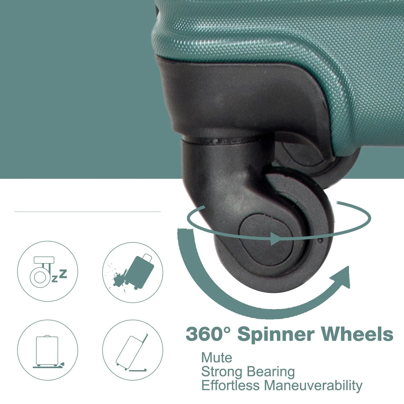 3-Piece ABS Luggage Set with TSA Lock and Spinner Wheels