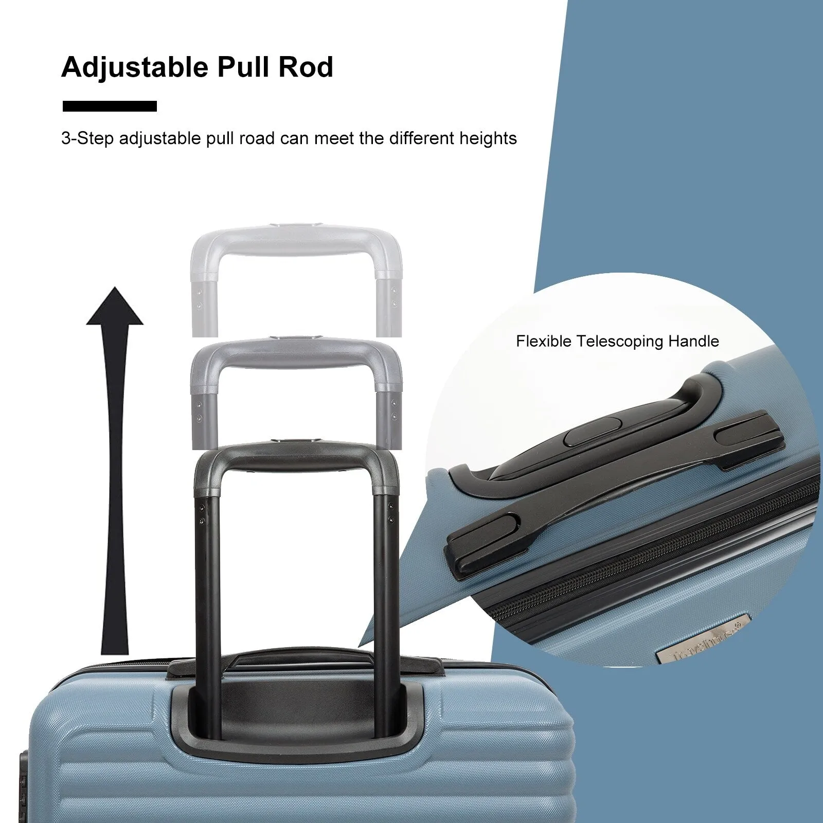 3-Piece ABS Luggage Set with TSA Lock and Spinner Wheels