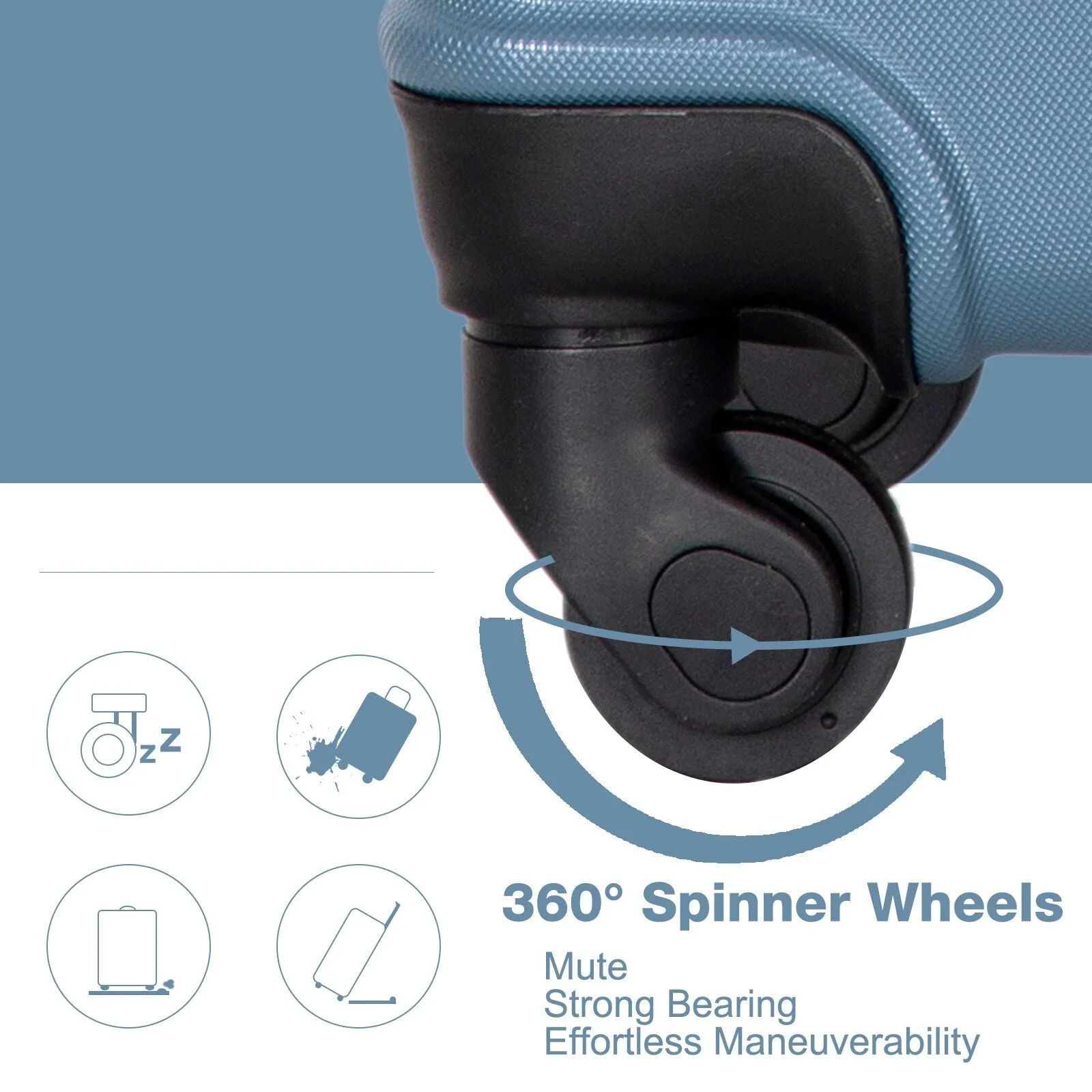 3-Piece ABS Luggage Set with TSA Lock and Spinner Wheels