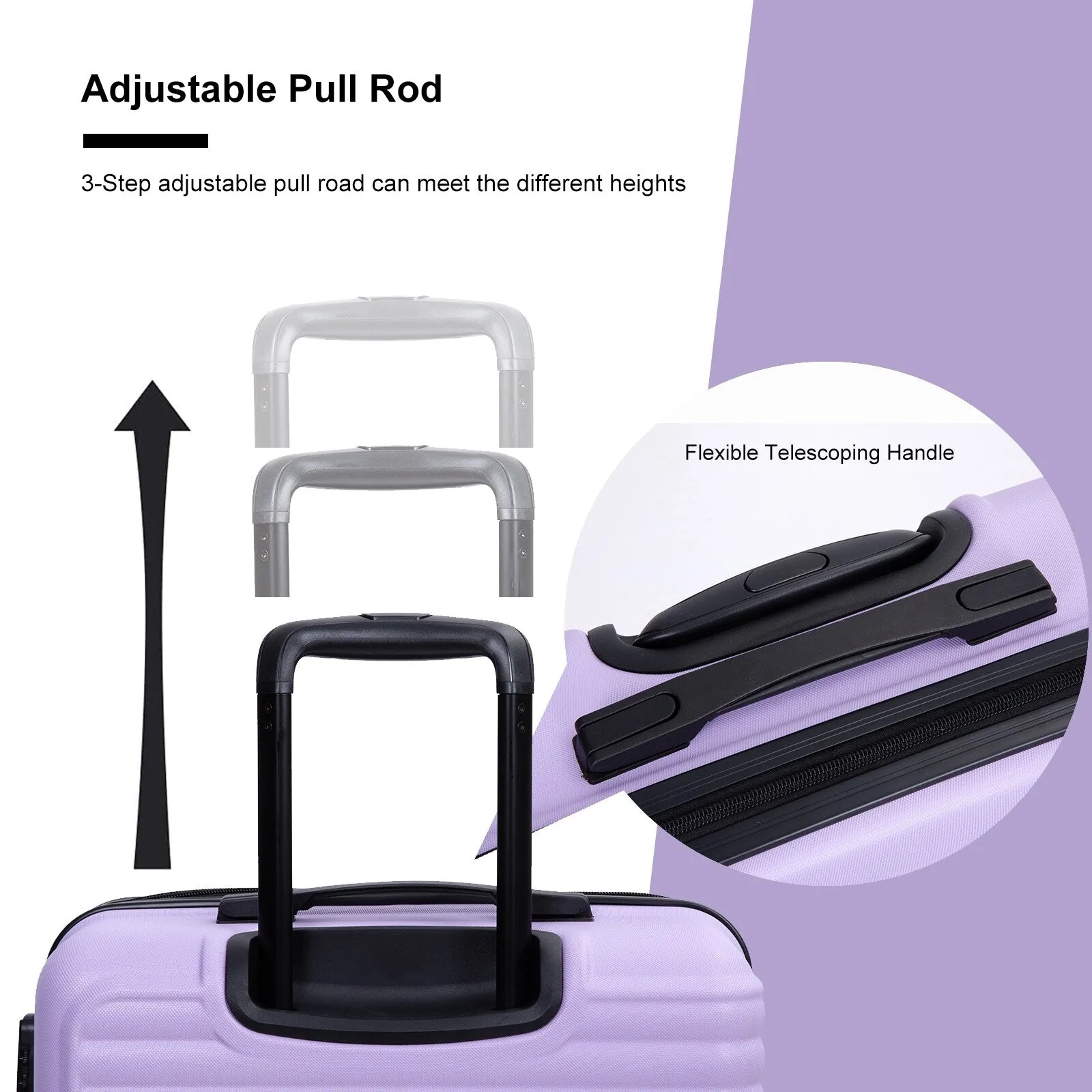 3-Piece ABS Luggage Set with TSA Lock and Spinner Wheels