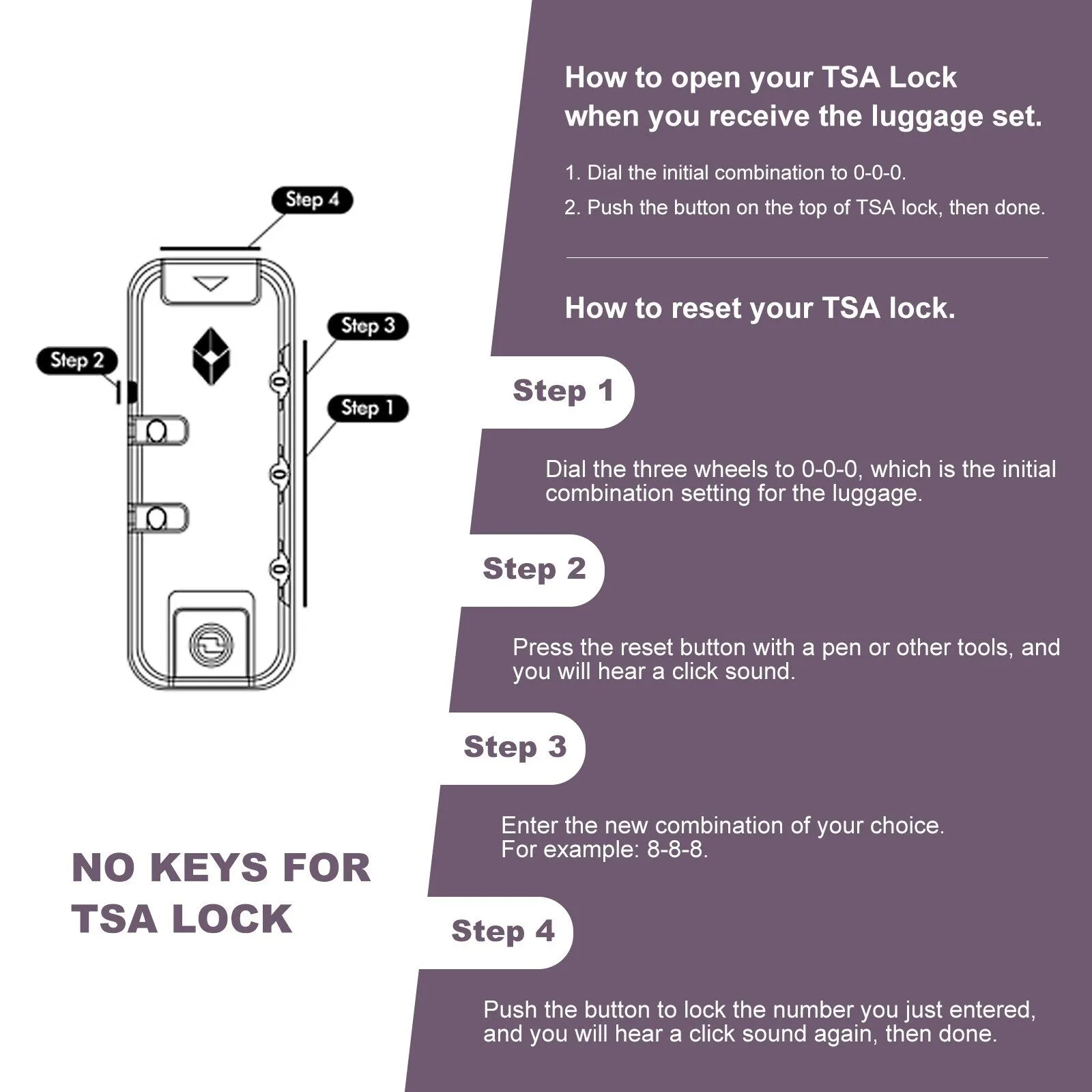 3-Piece ABS Luggage Set with TSA Lock and Spinner Wheels
