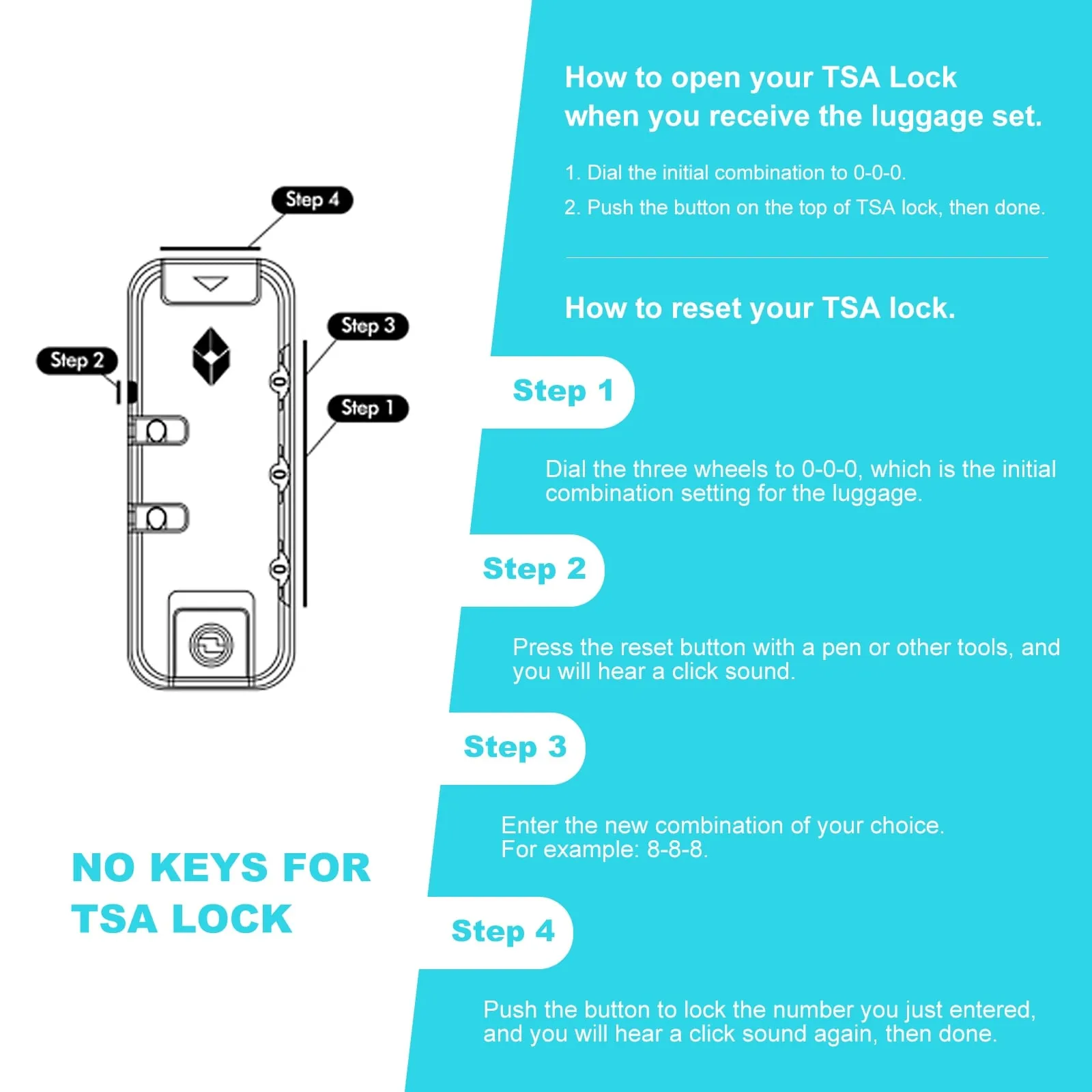3-Piece ABS Luggage Set with TSA Lock and Spinner Wheels