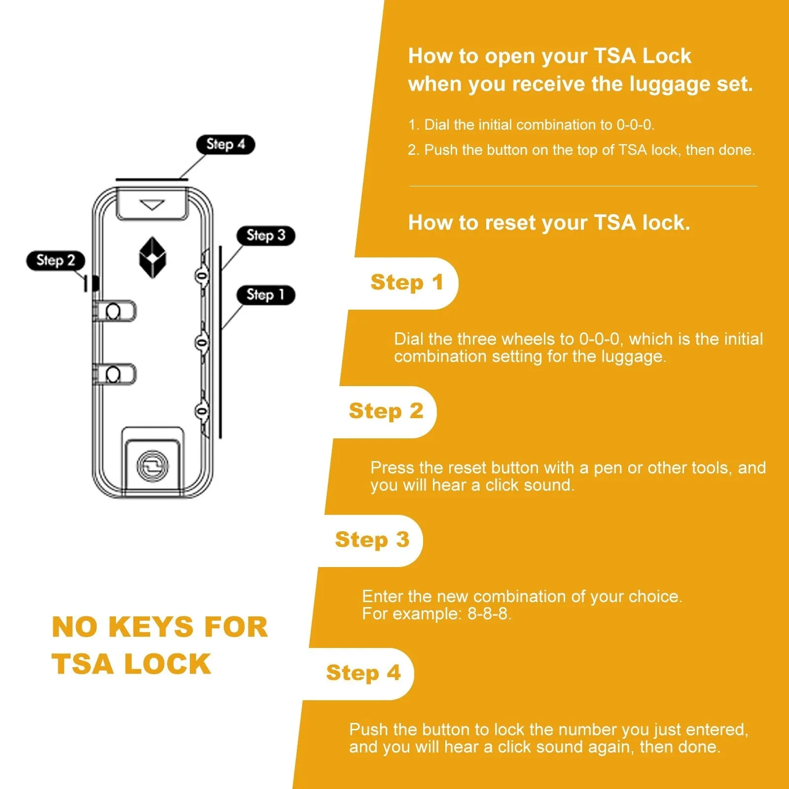 3-Piece ABS Luggage Set with TSA Lock and Spinner Wheels