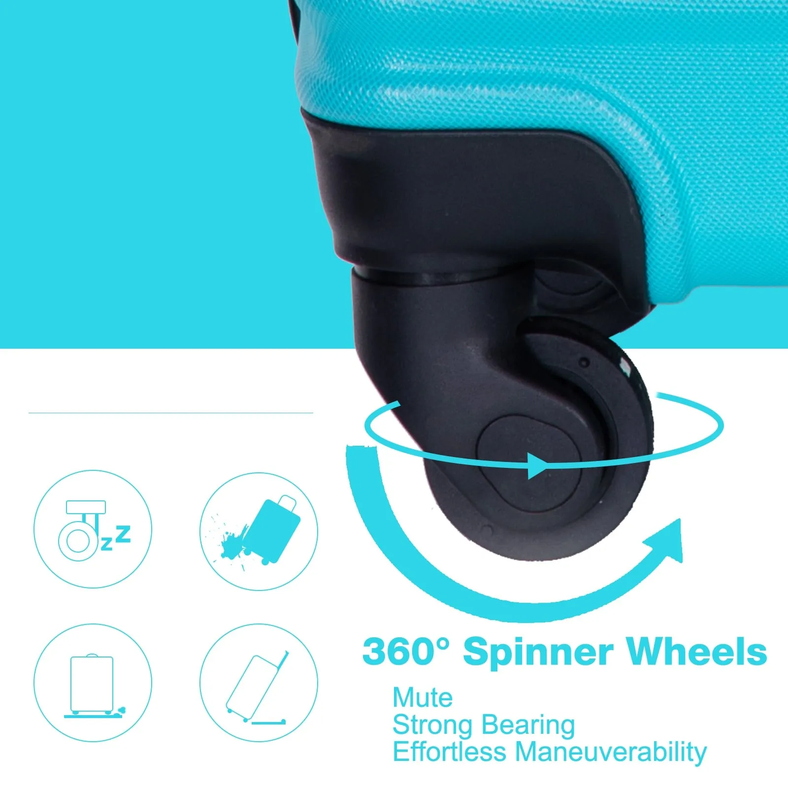 3-Piece ABS Luggage Set with TSA Lock and Spinner Wheels