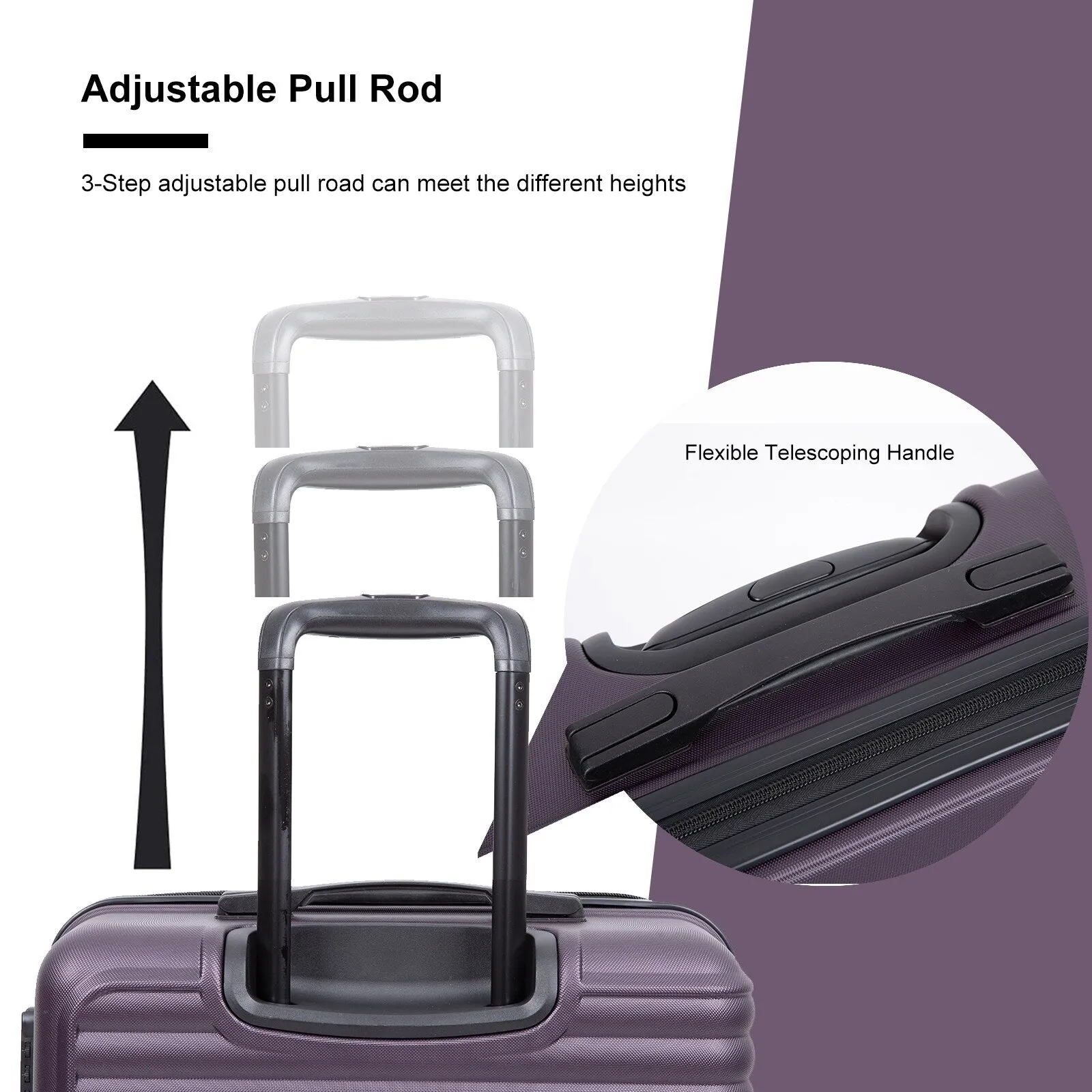 3-Piece ABS Luggage Set with TSA Lock and Spinner Wheels