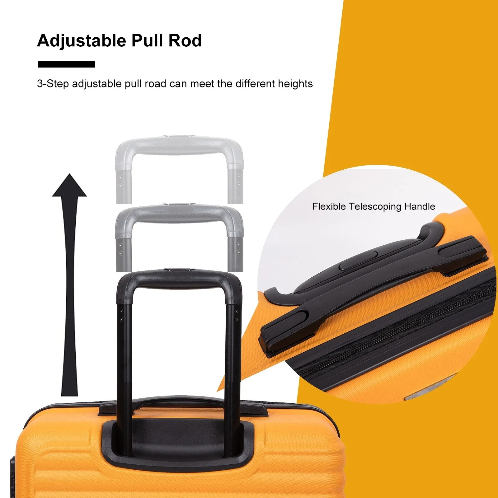 3-Piece ABS Luggage Set with TSA Lock and Spinner Wheels