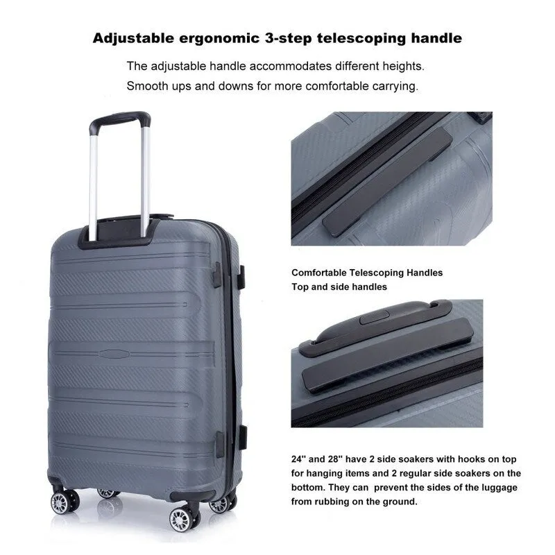 3 Piece PP Lightweight Suitcase Luggage Sets with TSA Lock