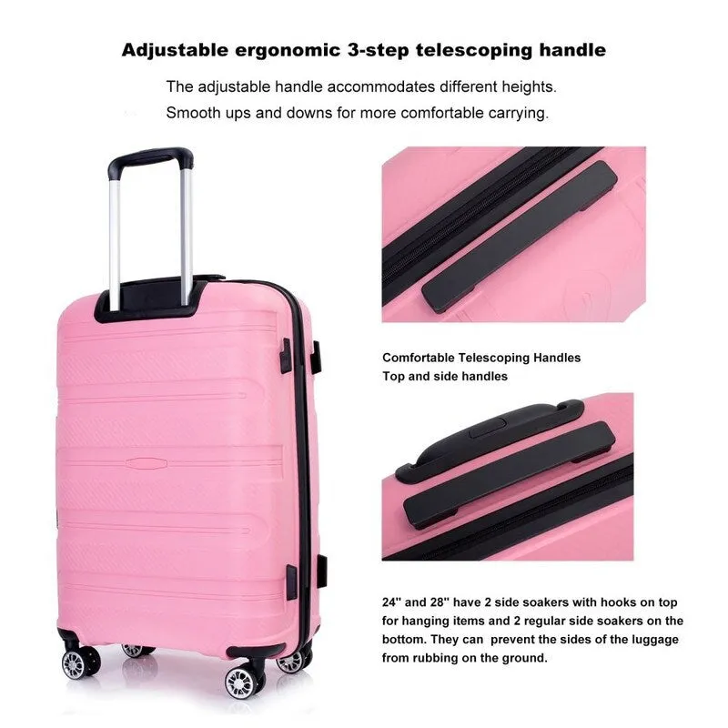 3 Piece PP Lightweight Suitcase Luggage Sets with TSA Lock