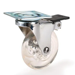 3" Skate Wheel Caster Locking with Rounded Translucent Wheel