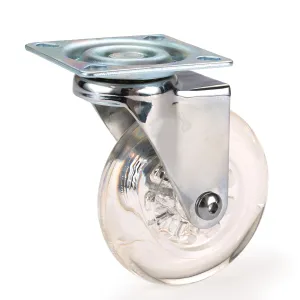 3" Skate Wheel Caster Non-Locking with Rounded Translucent Wheel