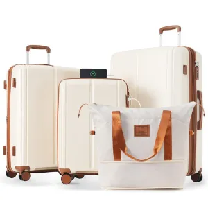 4PCS Expandable PP Lightweight Suitcase Luggage Sets with Travel Bag and 360°Spinner Wheels