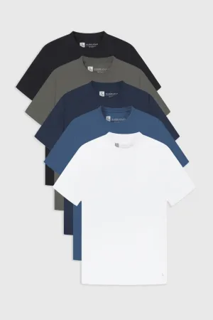 5 Pack Essential Training Top in Black/ Charcoal/ White/ Navy/ Slate Blue