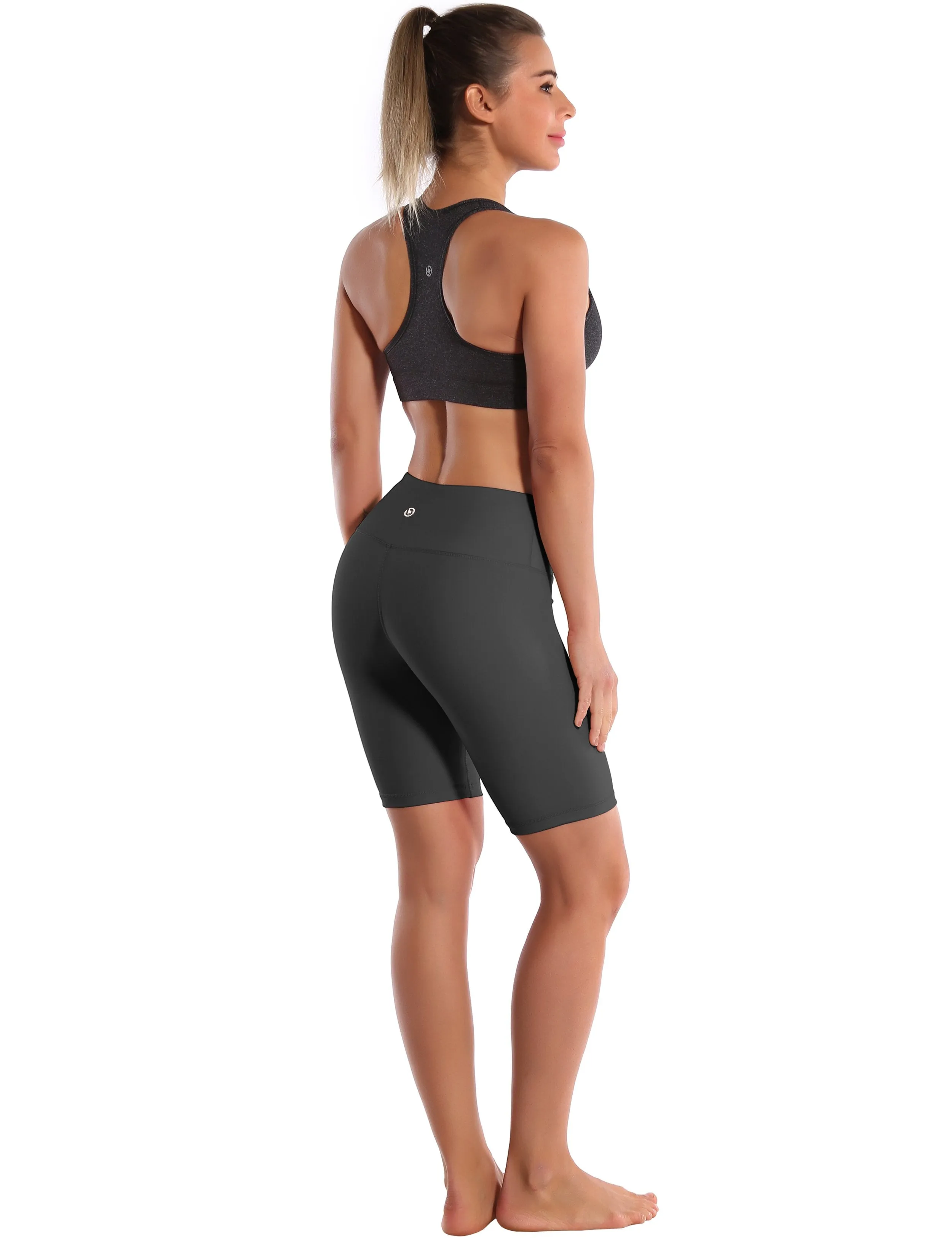 8" High Waist Plus Size Shorts shadowcharcoal ins_Plus Size