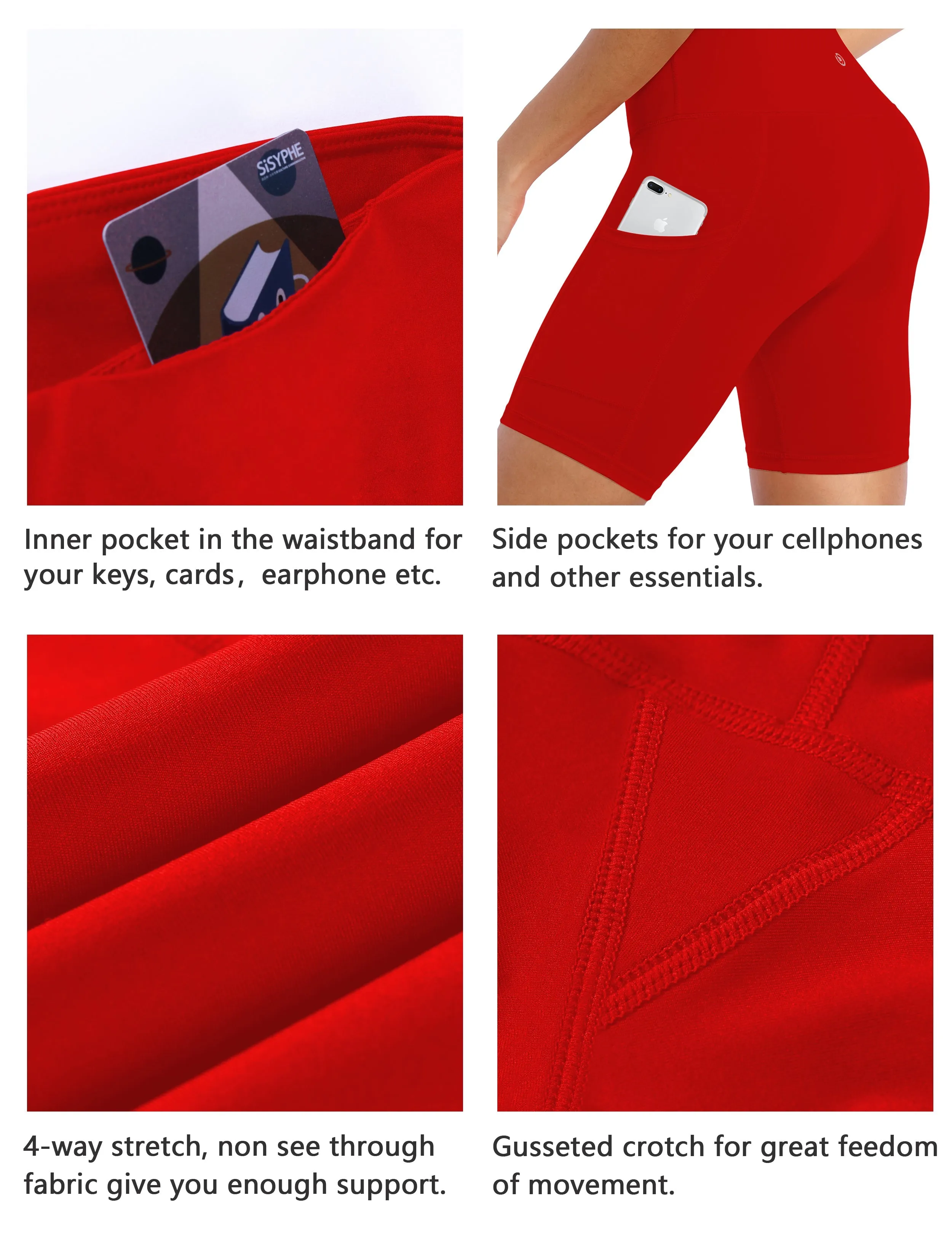 8" Side Pockets Biking Shorts scarlet_Biking