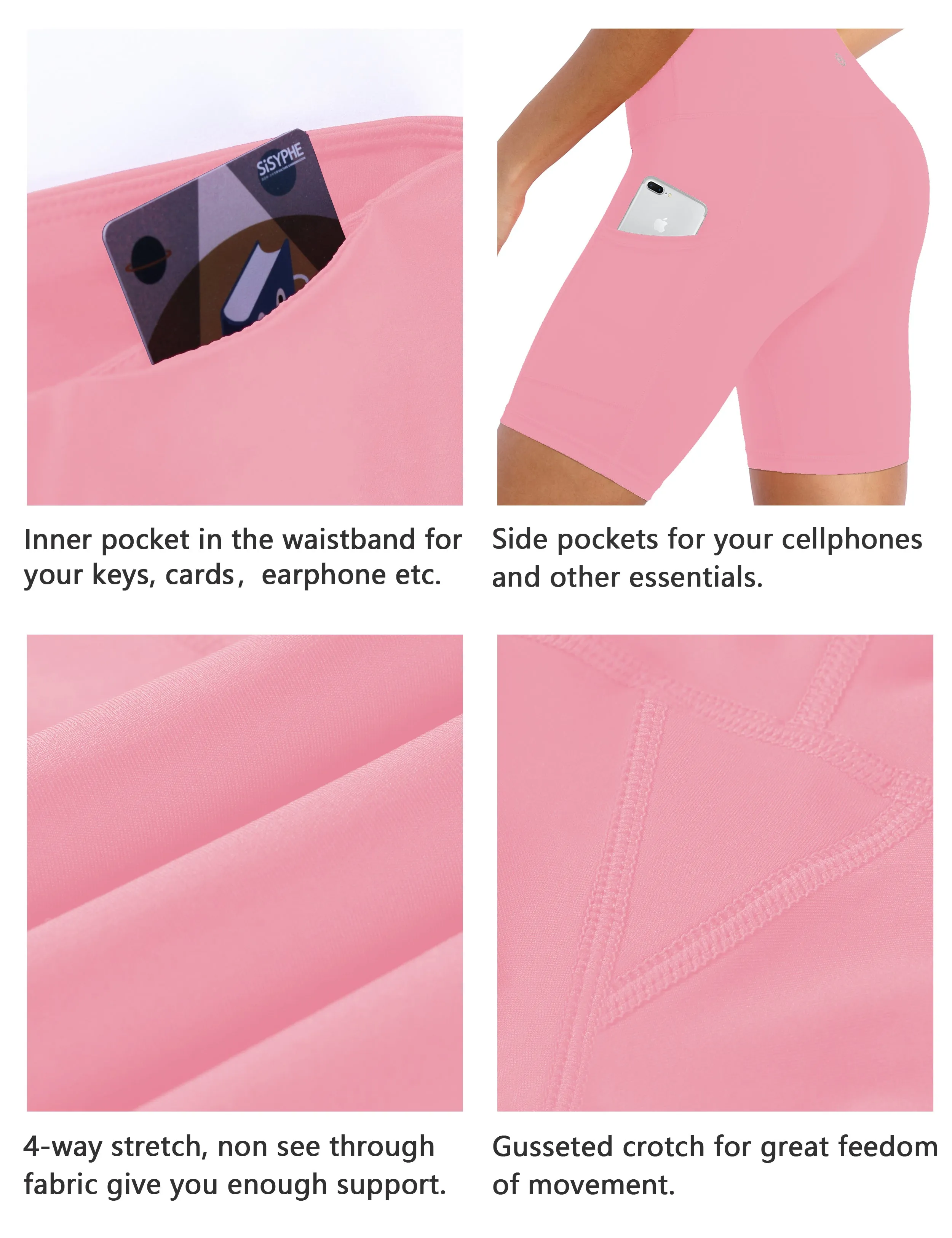 8" Side Pockets Jogging Shorts lemonadepink ins_Jogging