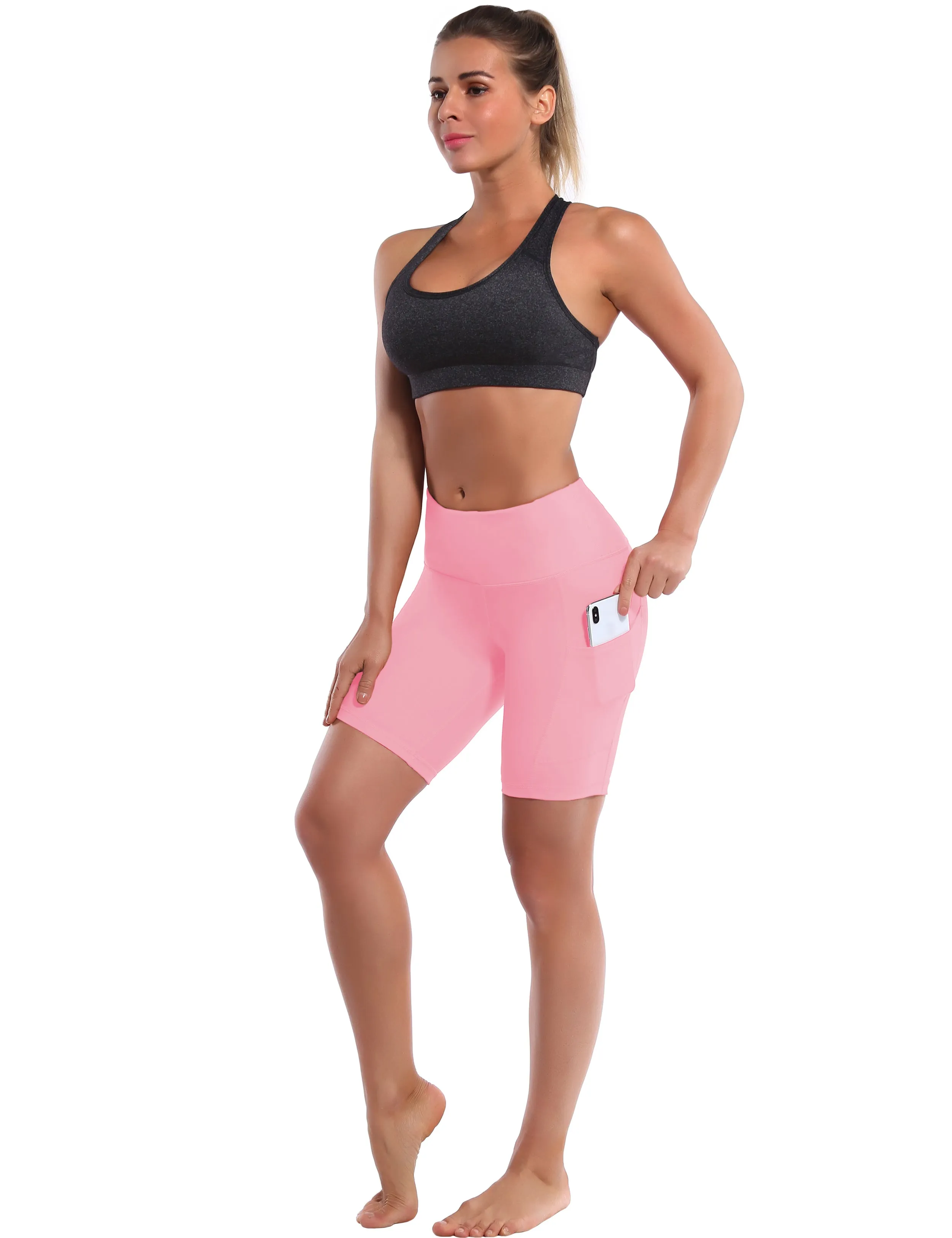 8" Side Pockets Jogging Shorts lemonadepink ins_Jogging