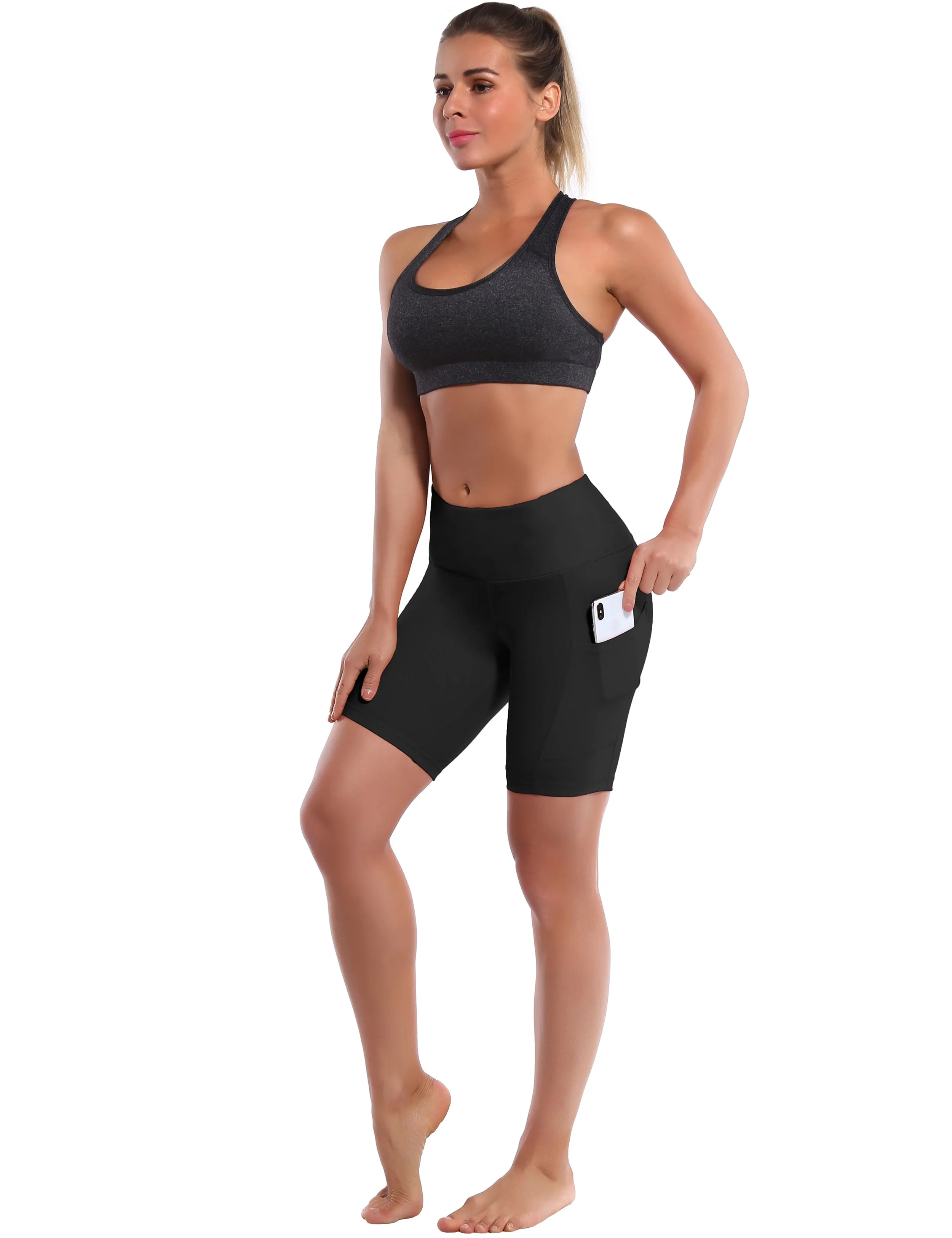 8" Side Pockets Pilates Shorts black_Pilates