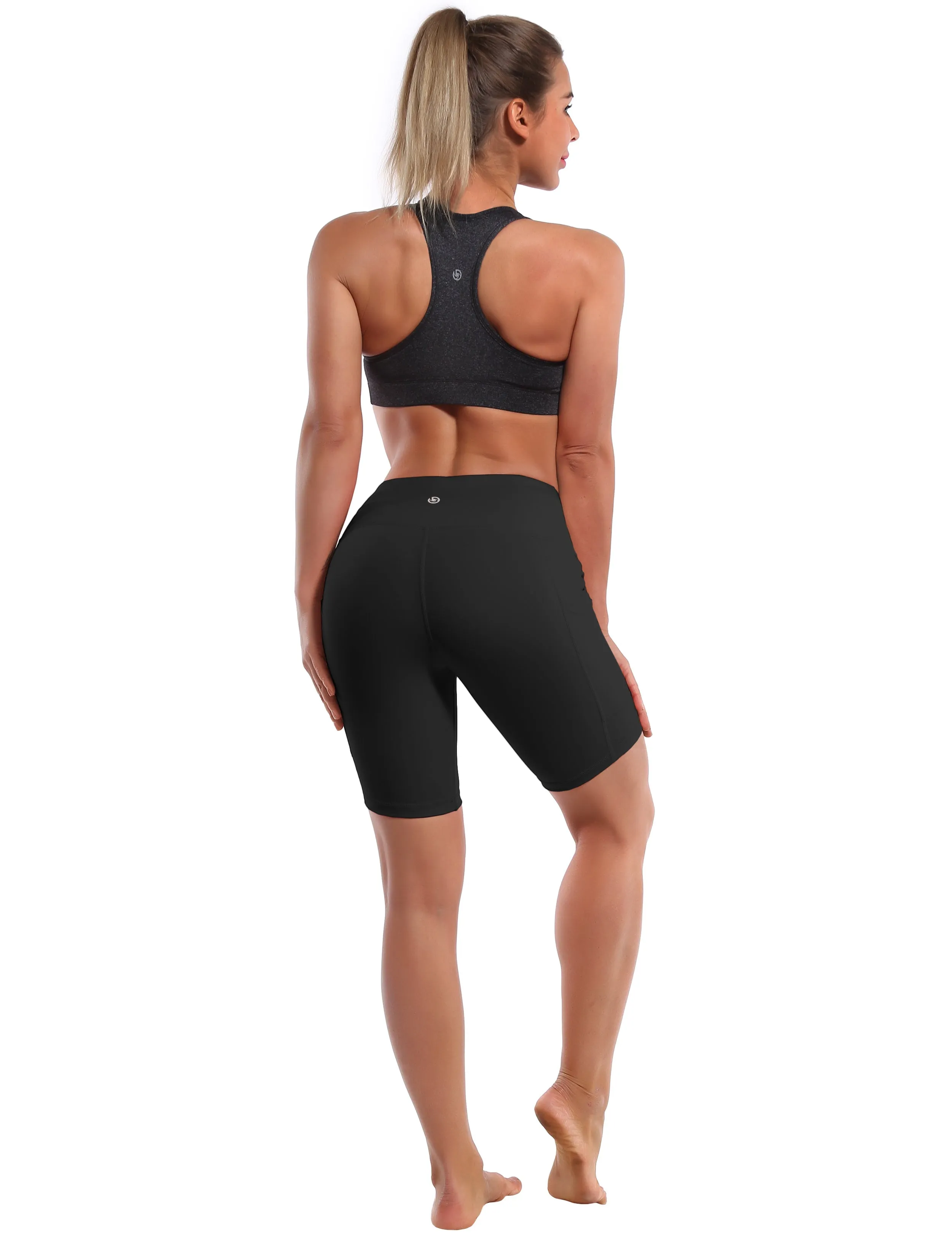 8" Side Pockets Pilates Shorts black_Pilates