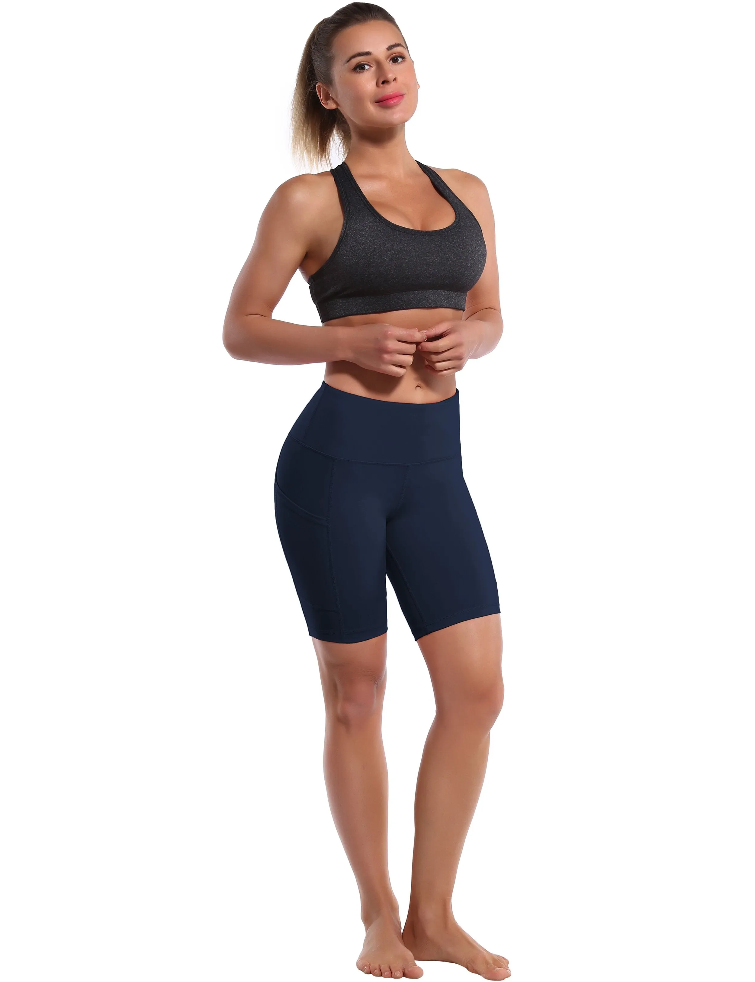 8" Side Pockets Pilates Shorts darknavy ins_Pilates