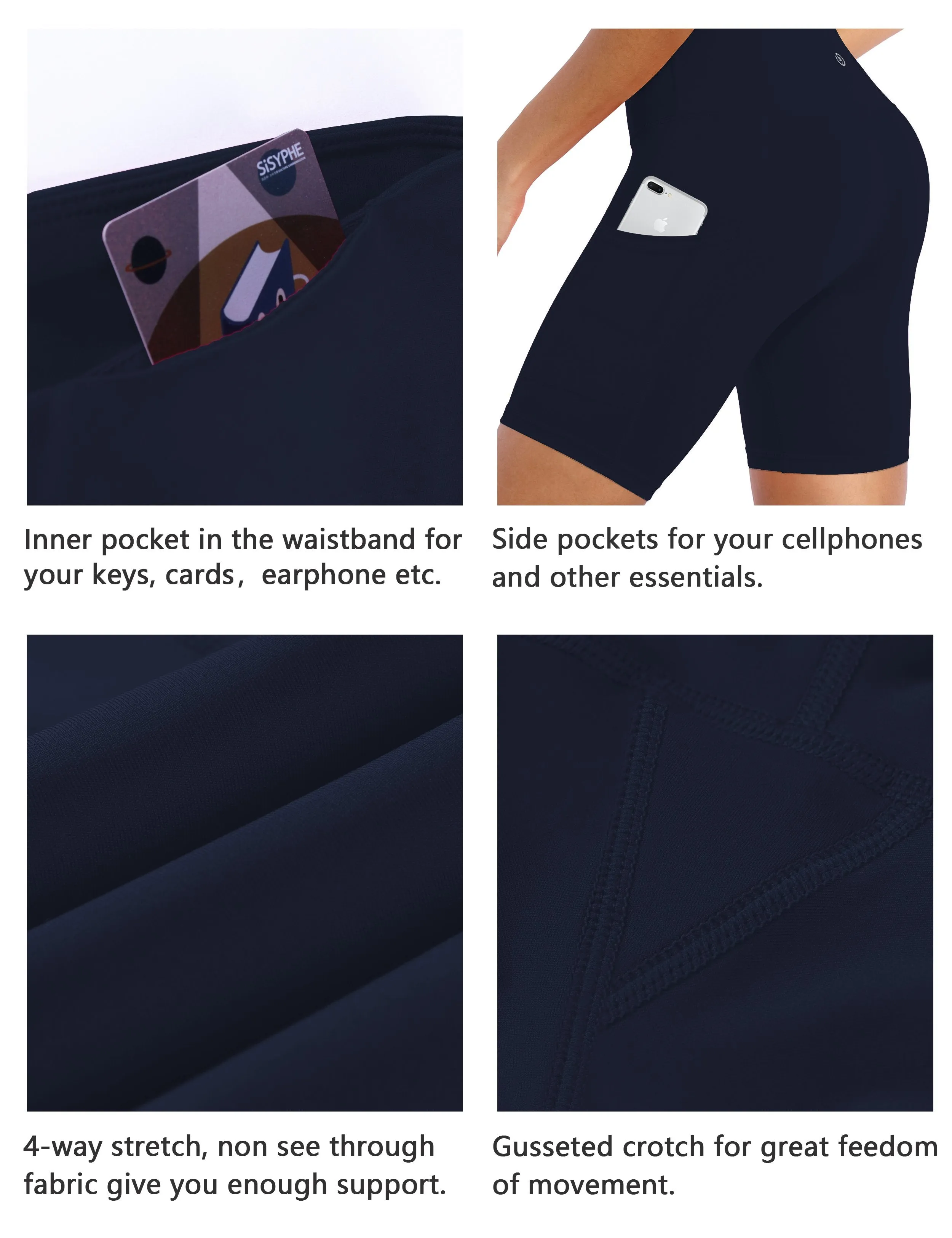 8" Side Pockets Pilates Shorts darknavy ins_Pilates