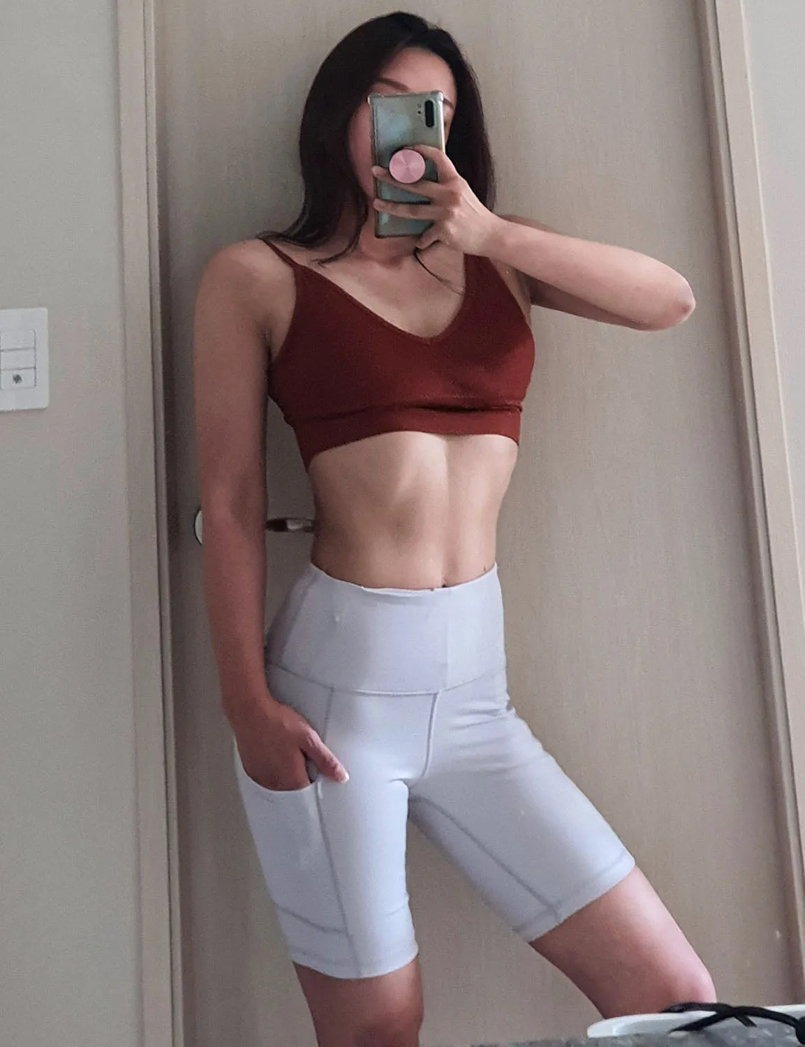 8" Side Pockets Pilates Shorts lightgray ins_Pilates