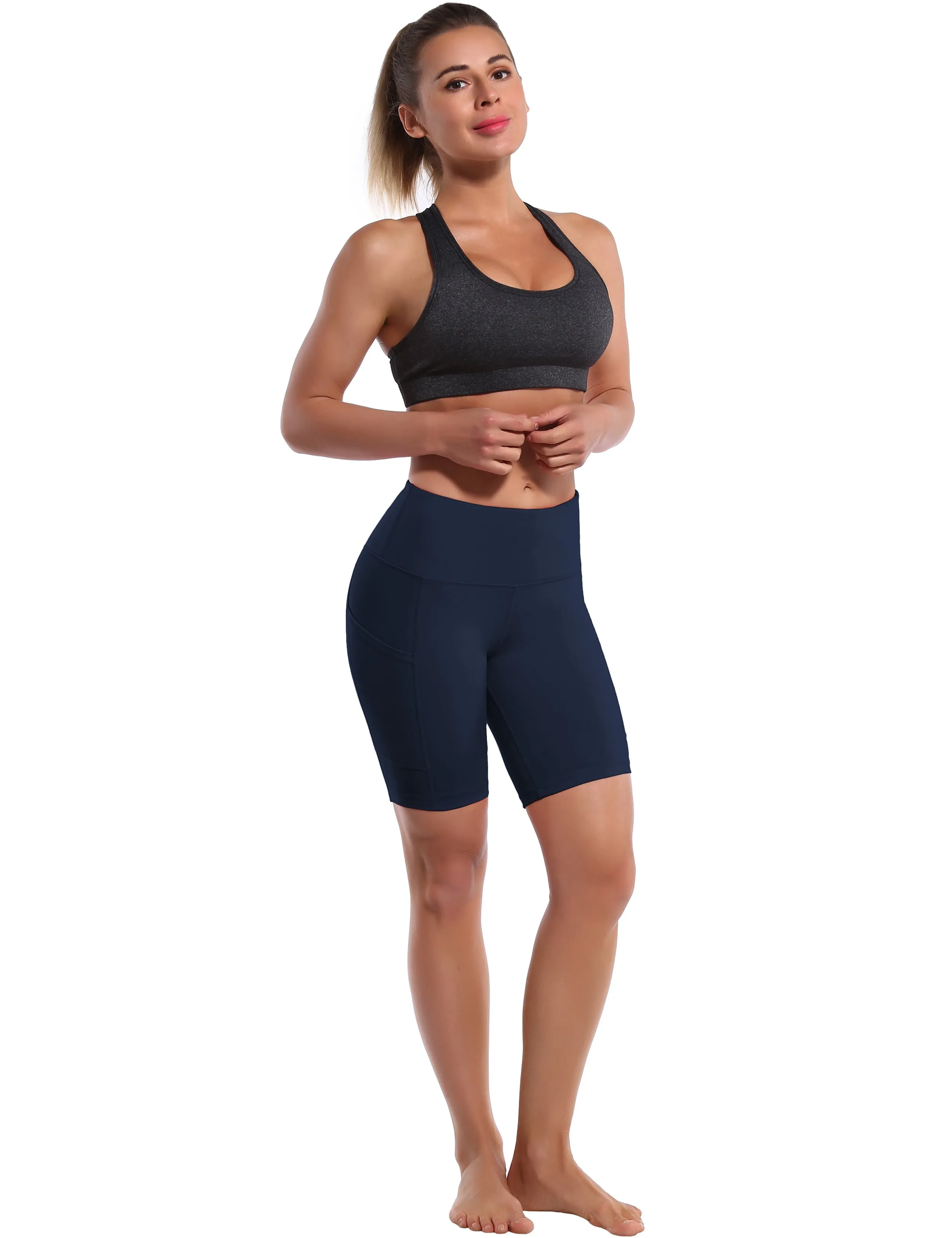 8" Side Pockets Plus Size Shorts darknavy_Plus Size