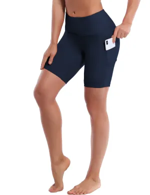 8" Side Pockets Plus Size Shorts darknavy_Plus Size