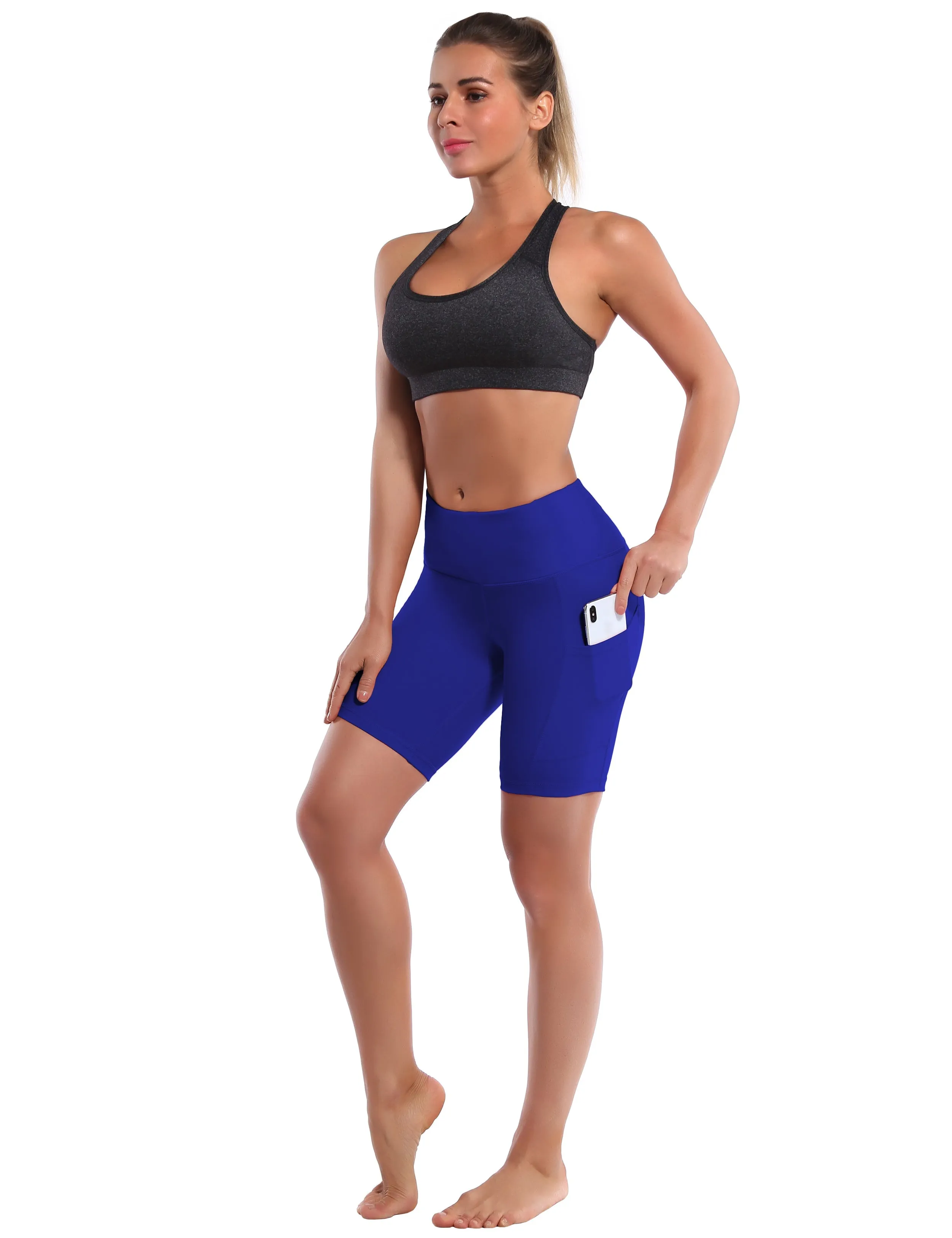 8" Side Pockets Plus Size Shorts navy_Plus Size