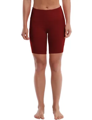 8" Side Pockets Yoga Shorts cherryred_yoga