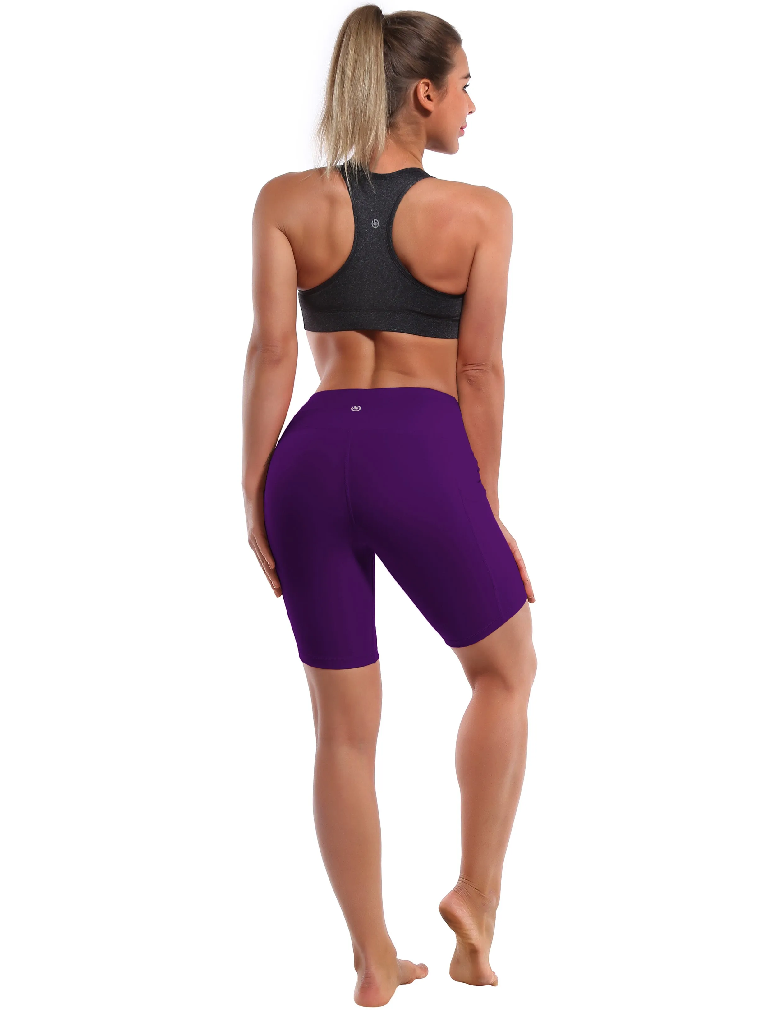 8" Side Pockets Yoga Shorts eggplantpurple_yoga