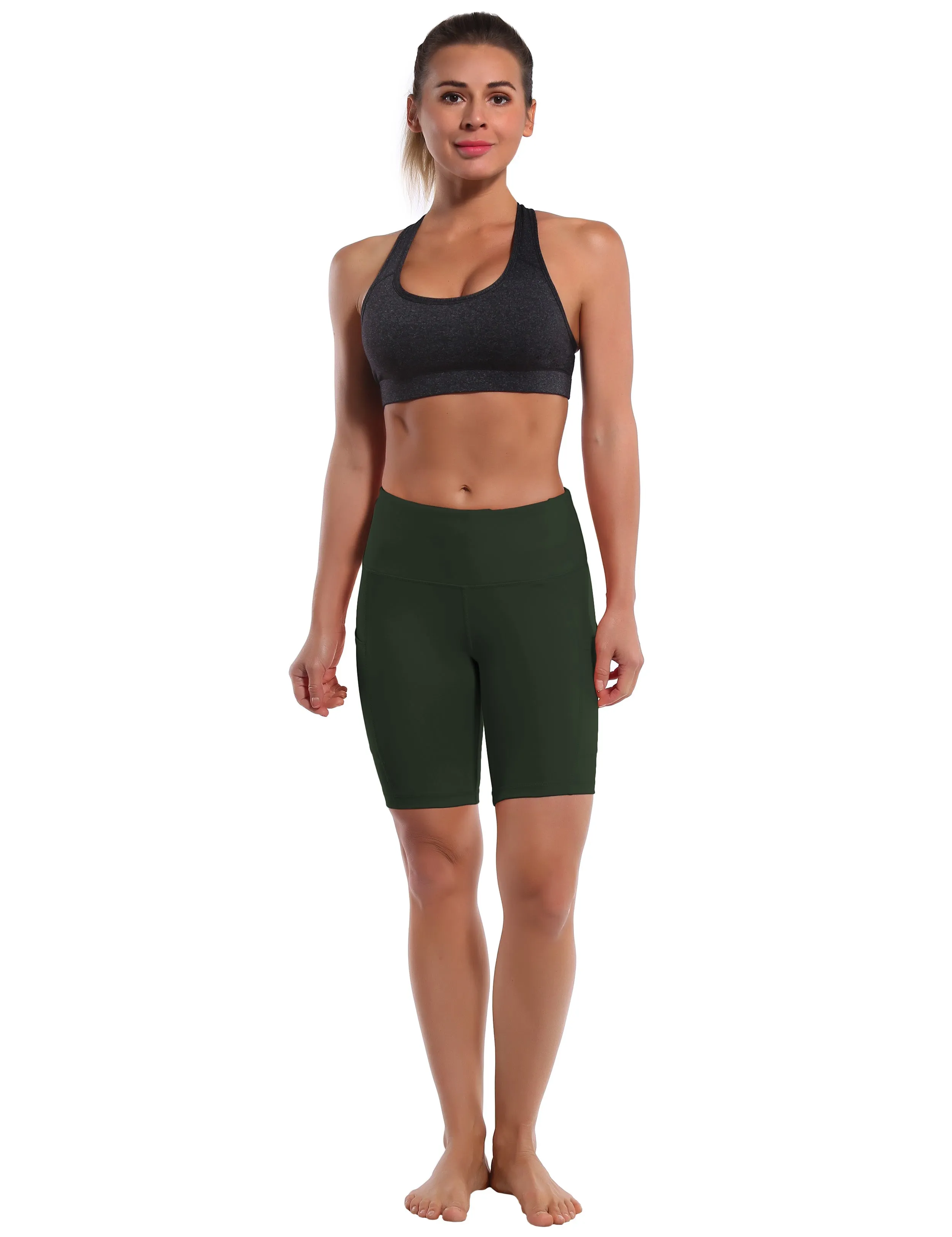 8" Side Pockets yogastudio Shorts olivegray_yogastudio
