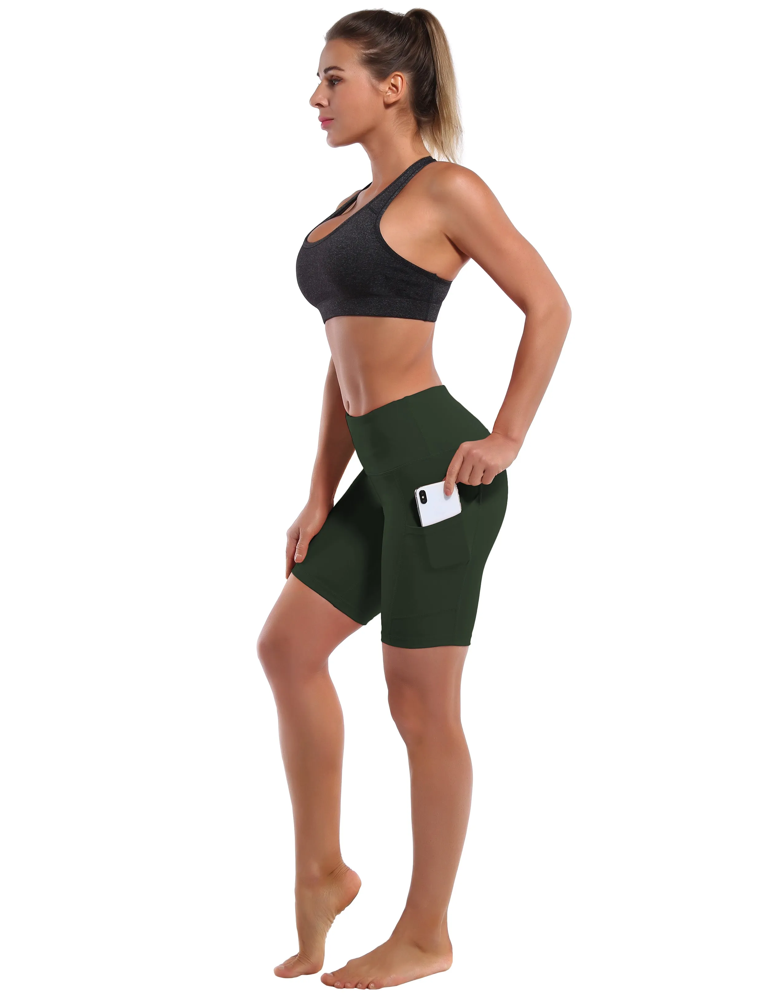 8" Side Pockets yogastudio Shorts olivegray_yogastudio